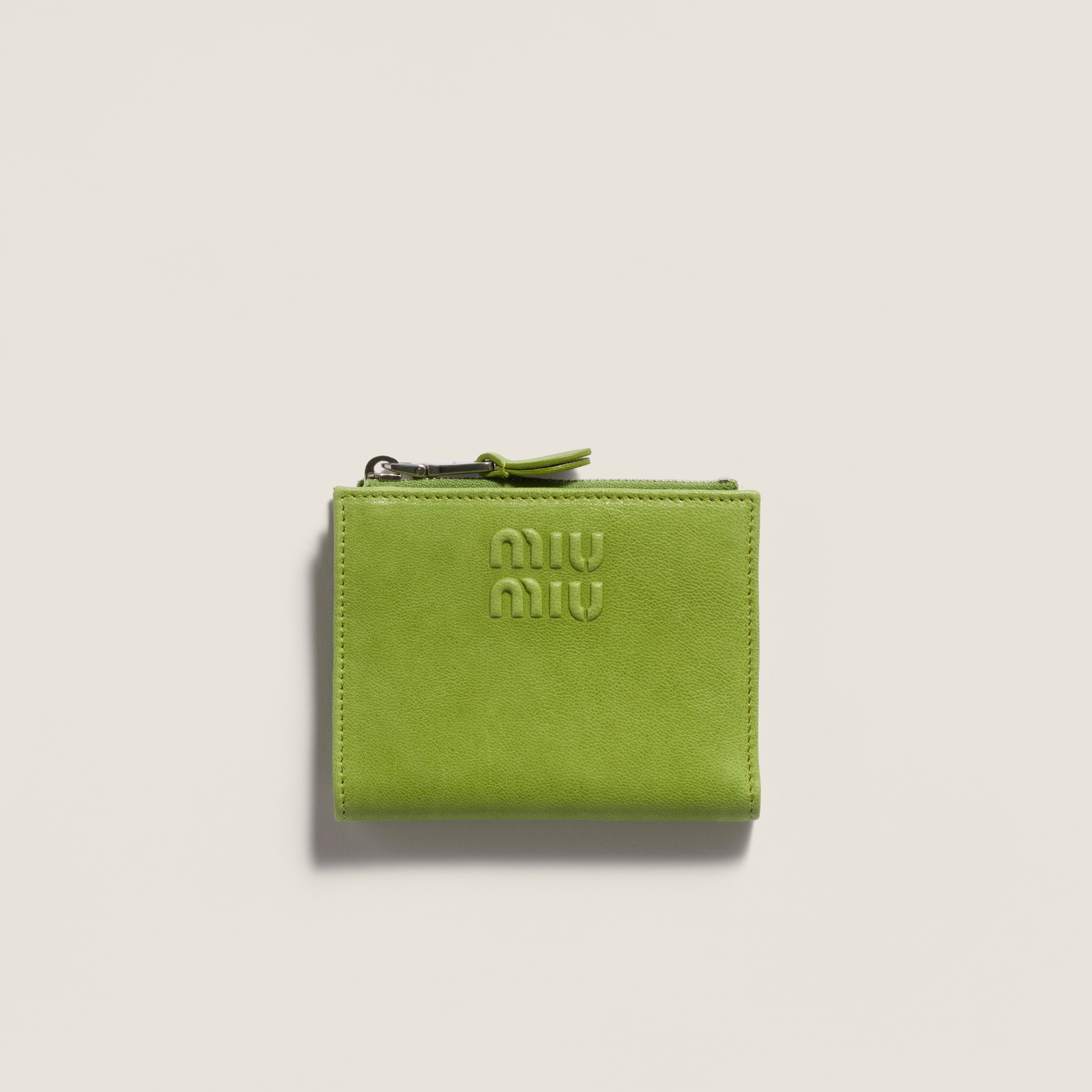 Fern Green Small Leather Wallet | Miu Miu - Japan