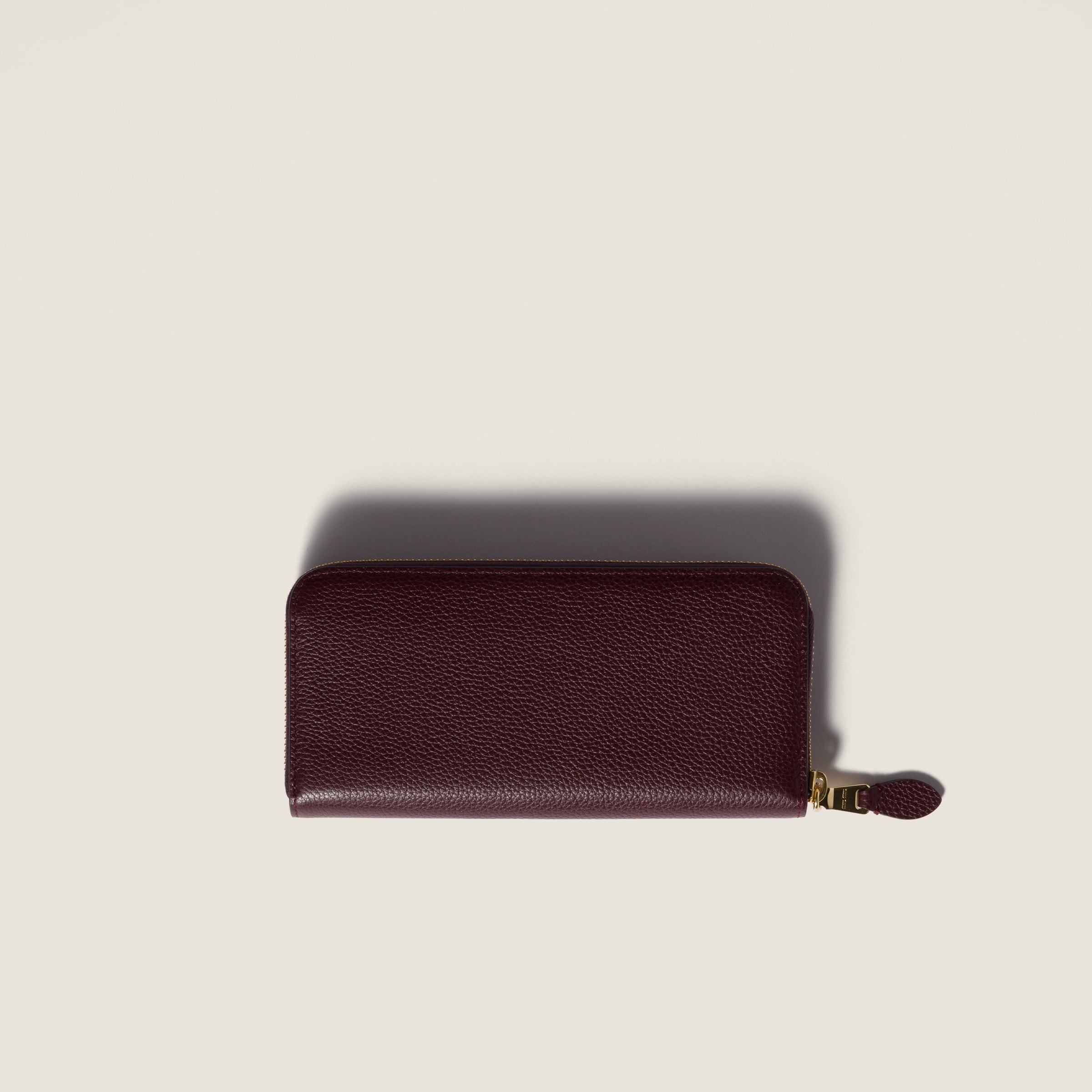 Burgundy Large Leather Wallet | Miu Miu - United States