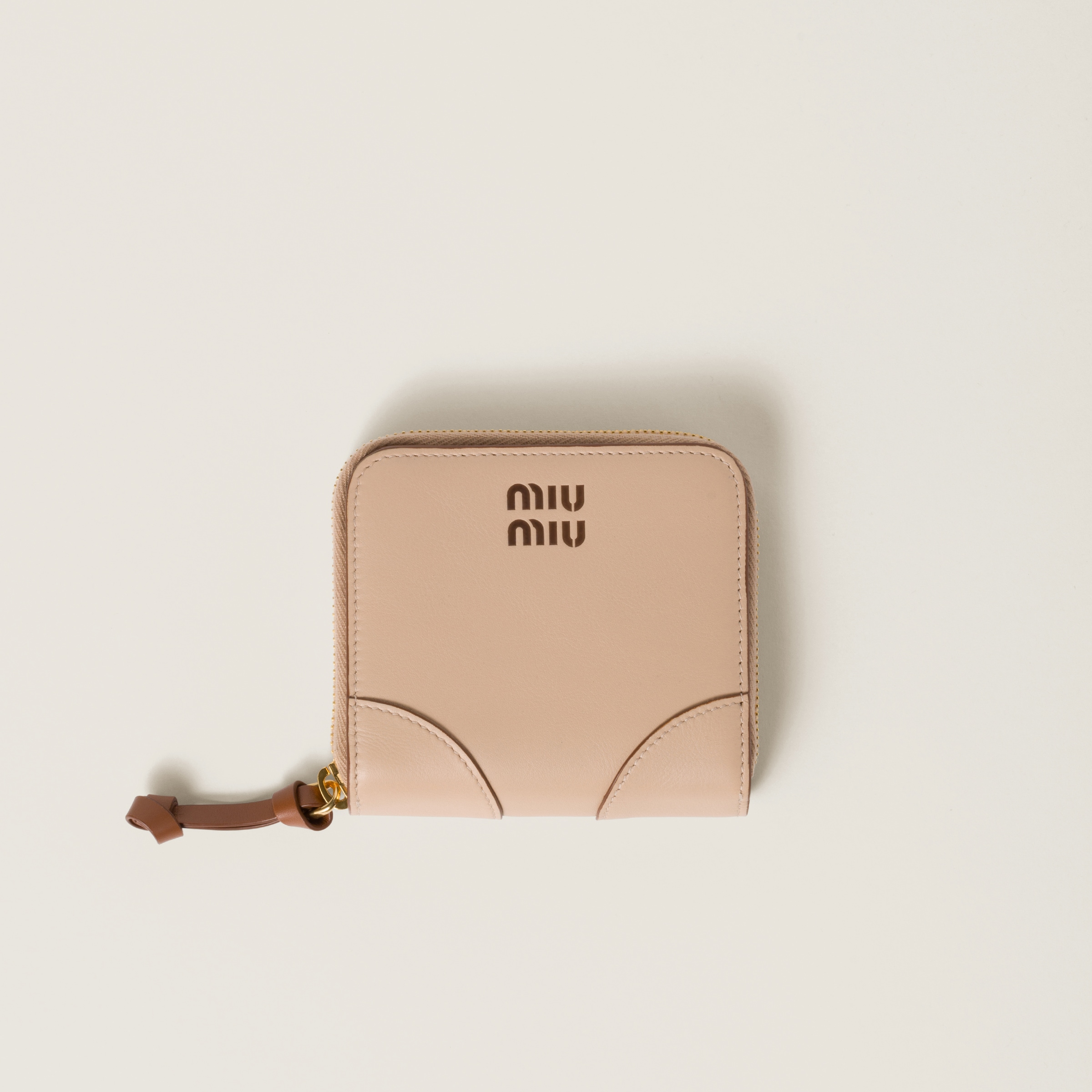 Cord/cognac Small Leather Wallet | Miu Miu