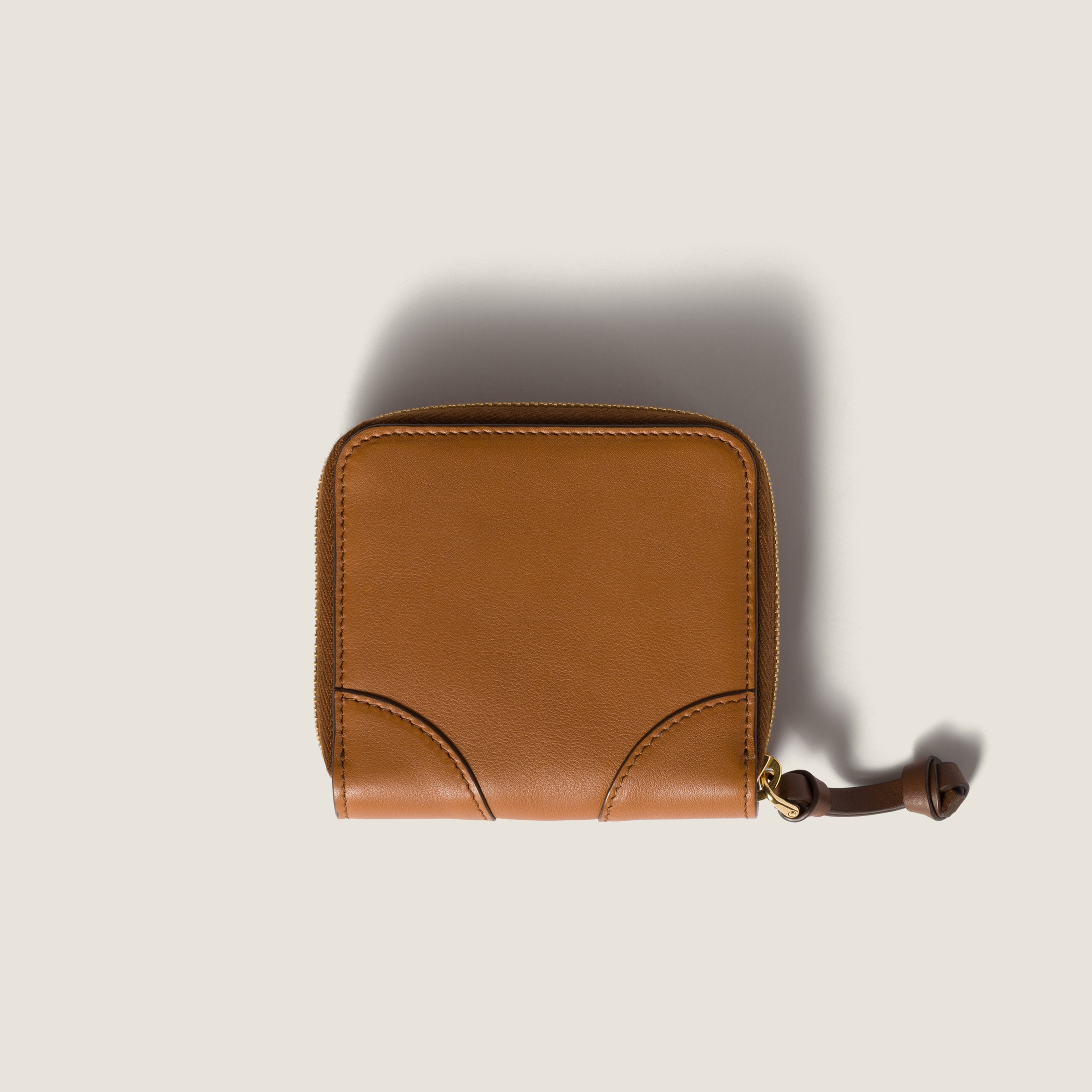 Cognac/palisander Small Leather Wallet | Miu Miu