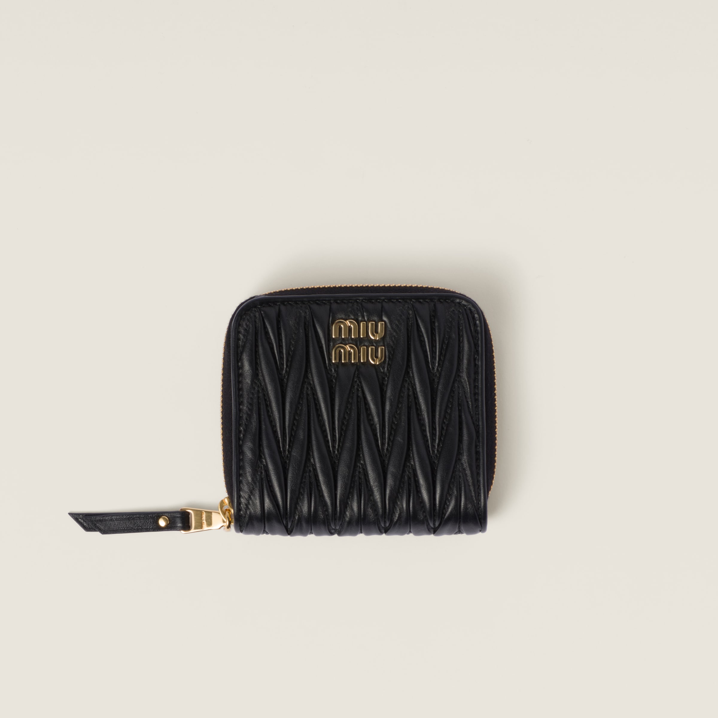 小物 Archive miu miu leather wallet black Black Small Matelassé Nappa Leather Wallet | Miu Miu