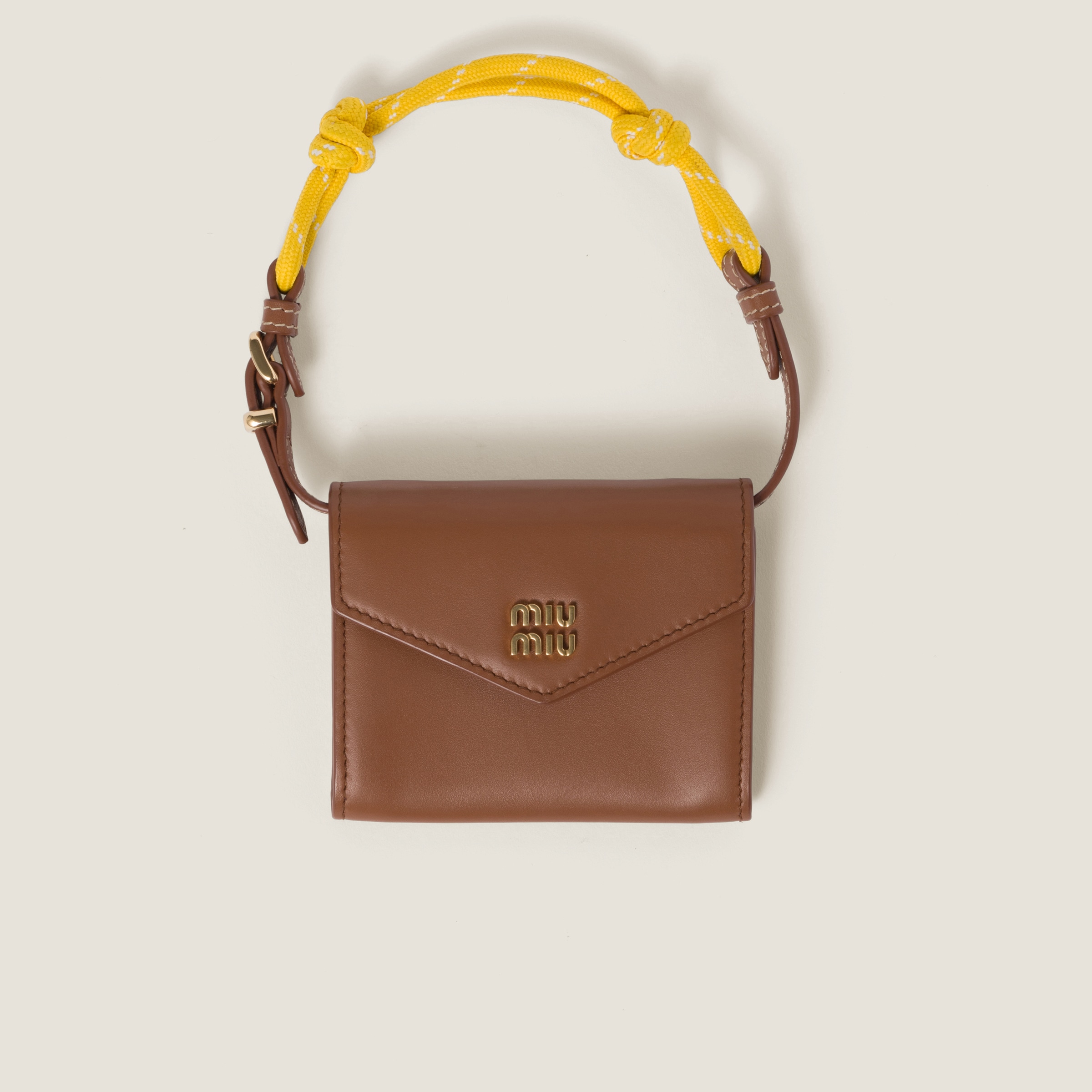 Miu Miu Leather Wallet With Leather And Cord Shoulder Strap