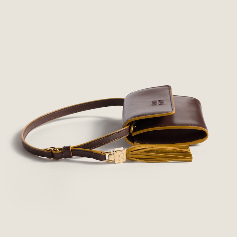 Leather wallet with shoulder strap