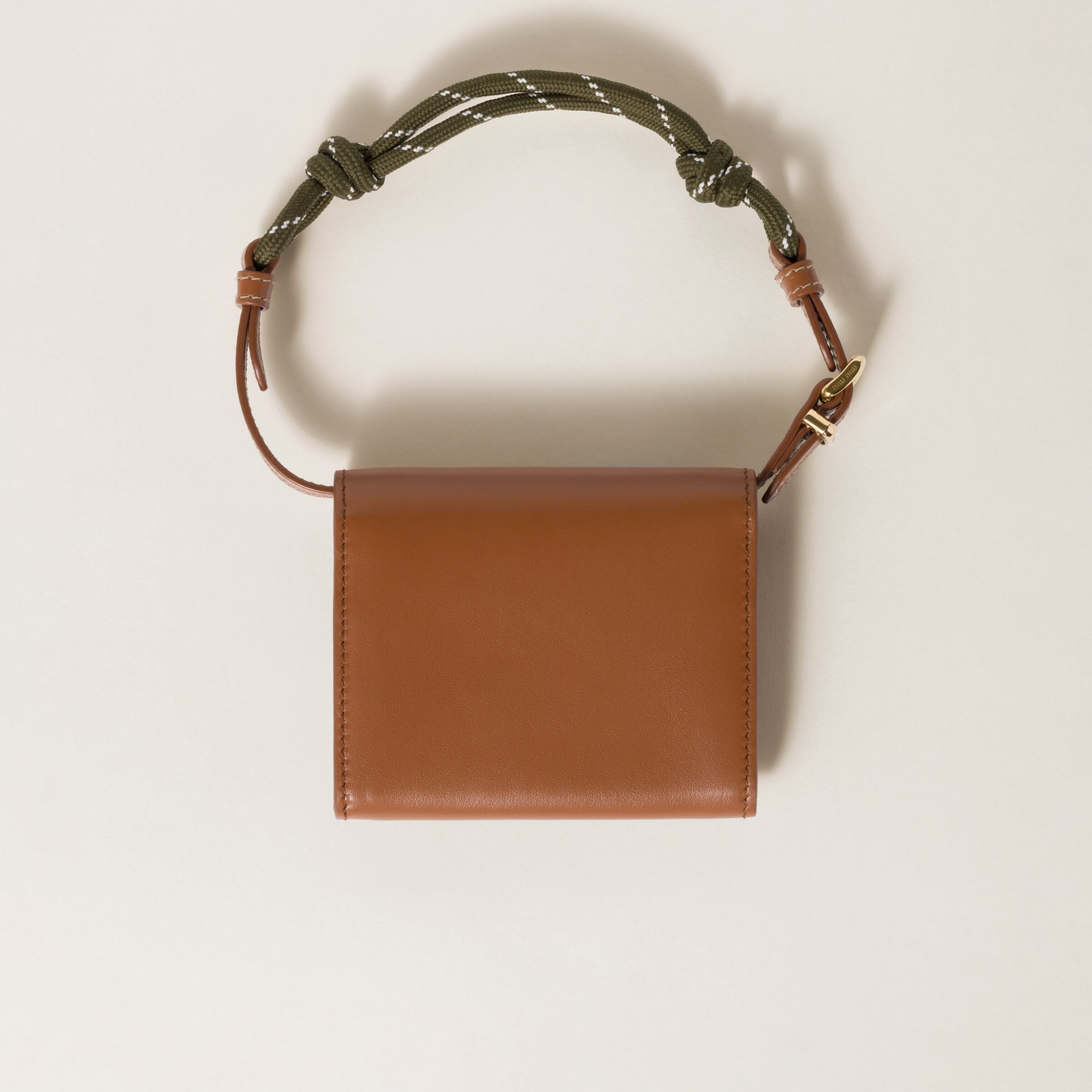 Cognac/forest Green Leather Shoulder Wallet | Miu Miu