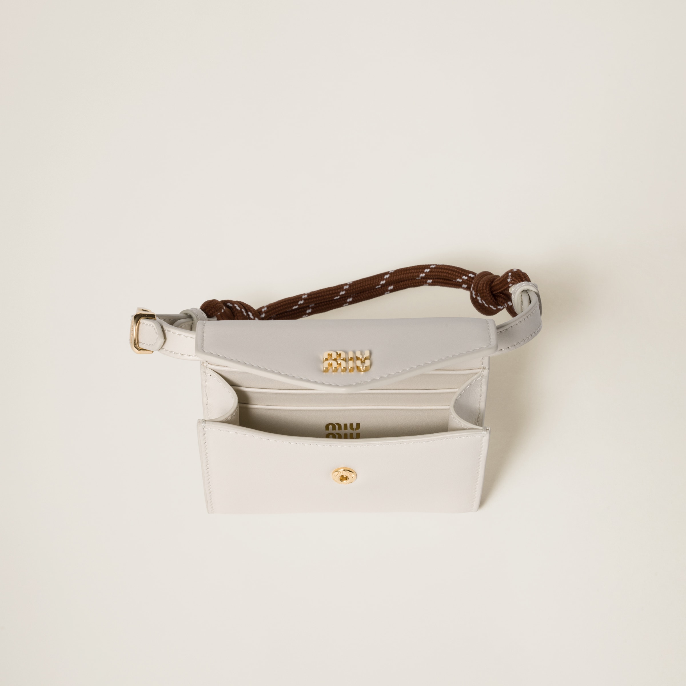 ブラウン/ホワイト レザー ショルダー財布 | Miu Miu ブラウン/ホワイト レザー ショルダー財布 | Miu Miu
