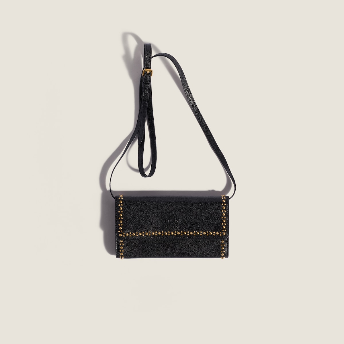 Leather wallet with shoulder strap