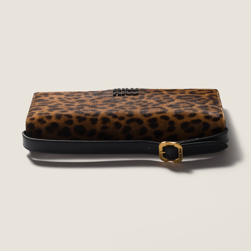 Calf hair leather wallet with strap