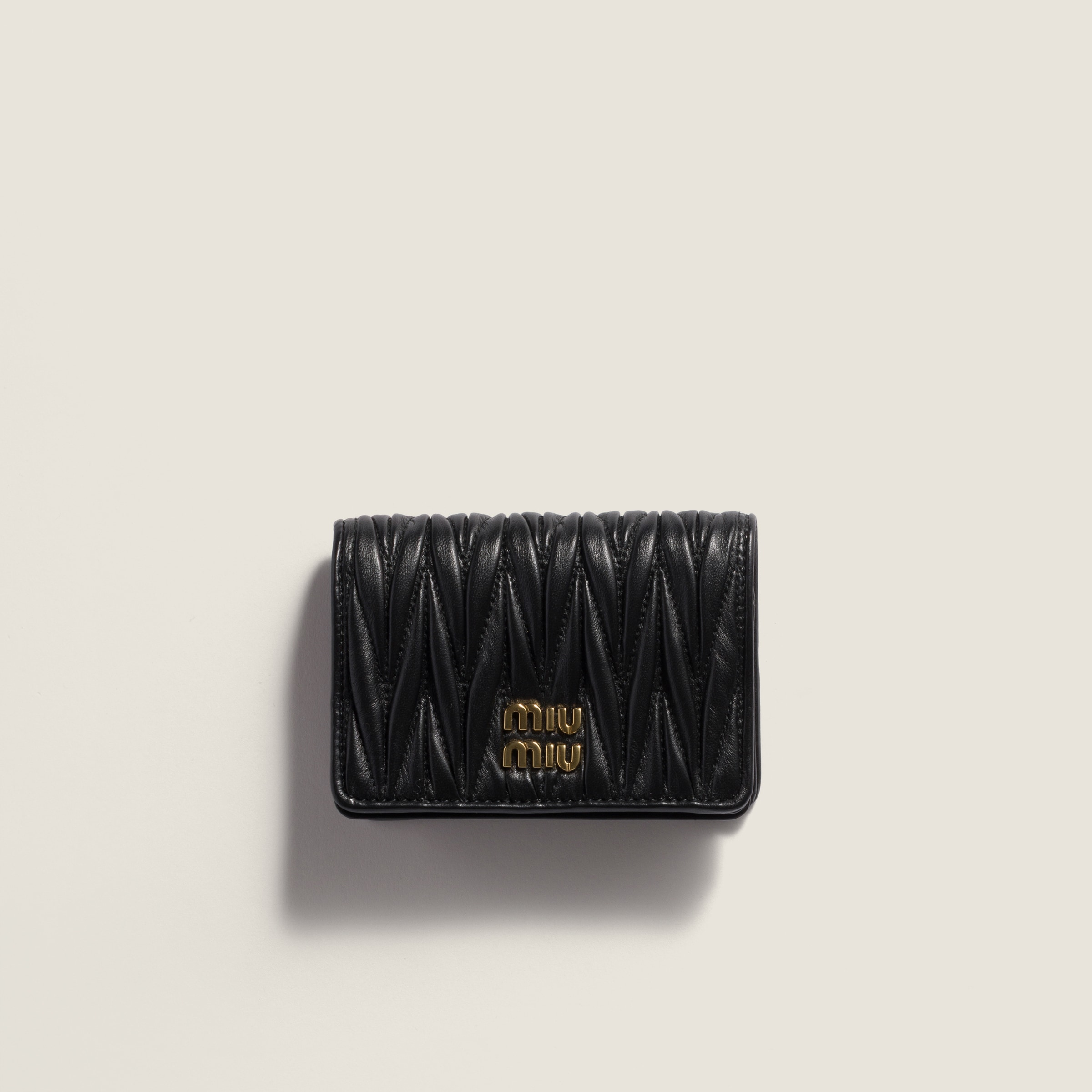 Black Small Matelassé Nappa Leather Wallet | Miu Miu