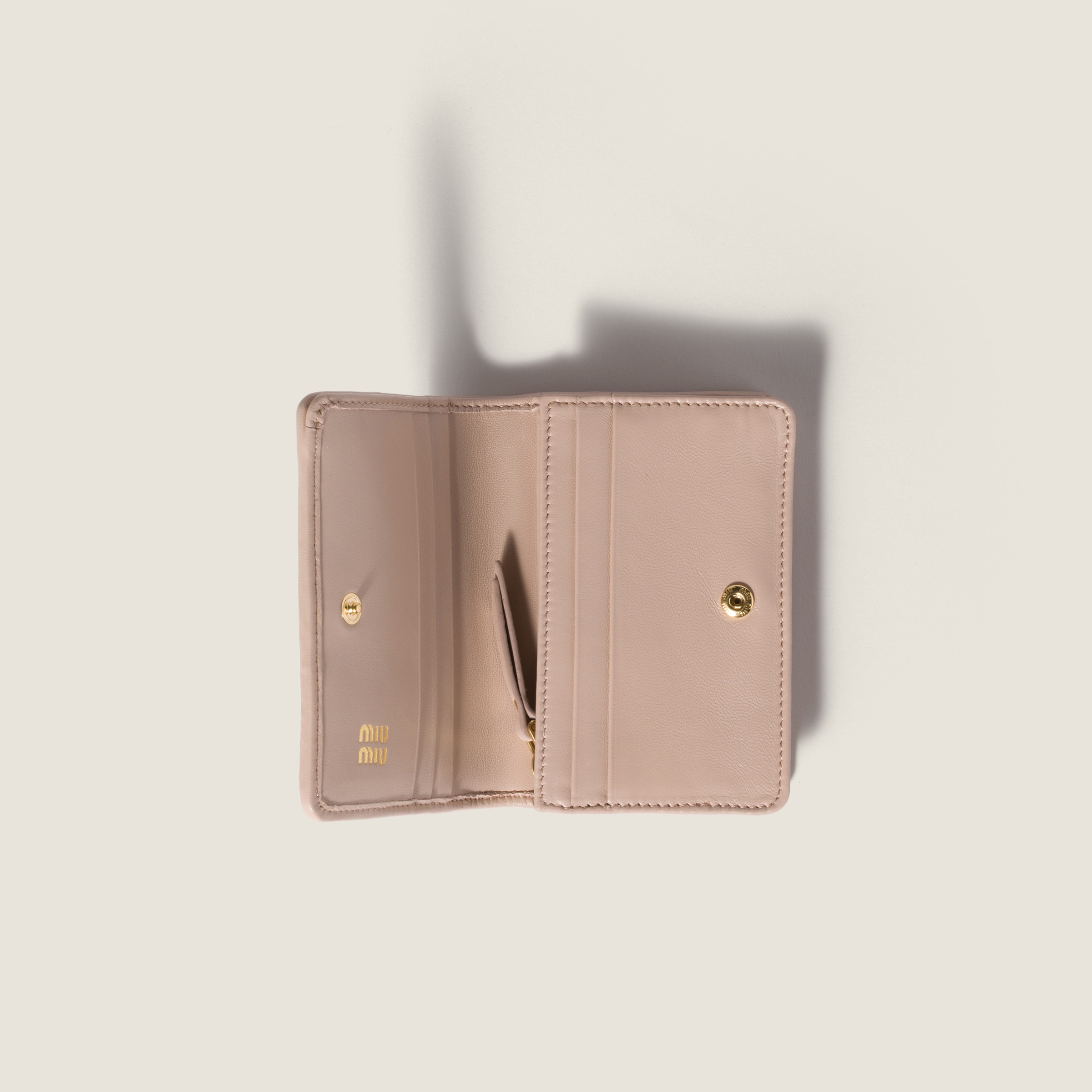 Powder Pink Small Matelassé Nappa Leather Wallet | Miu Miu - United States
