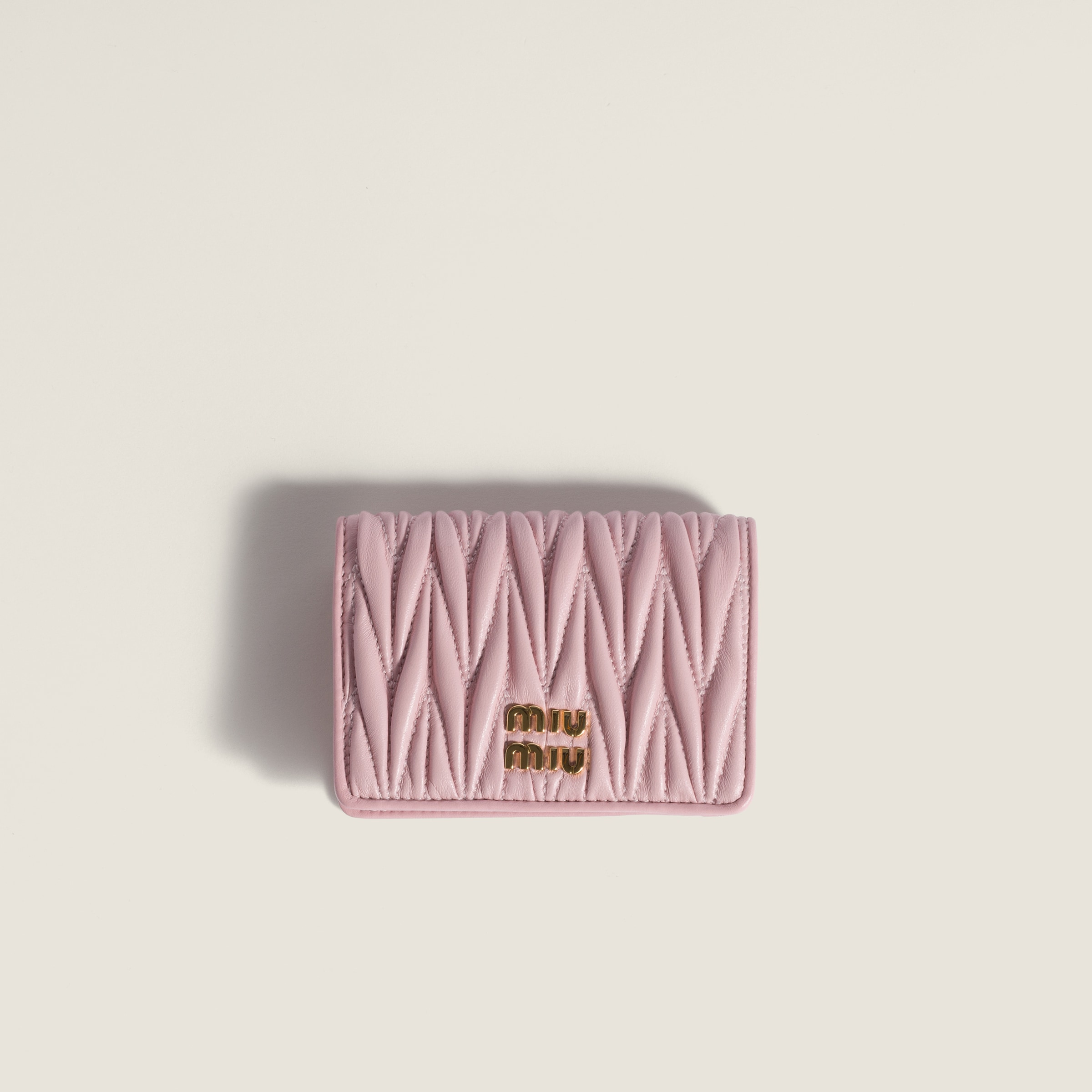 Alabaster Pink Small Matelassé Nappa Leather Wallet | Miu Miu