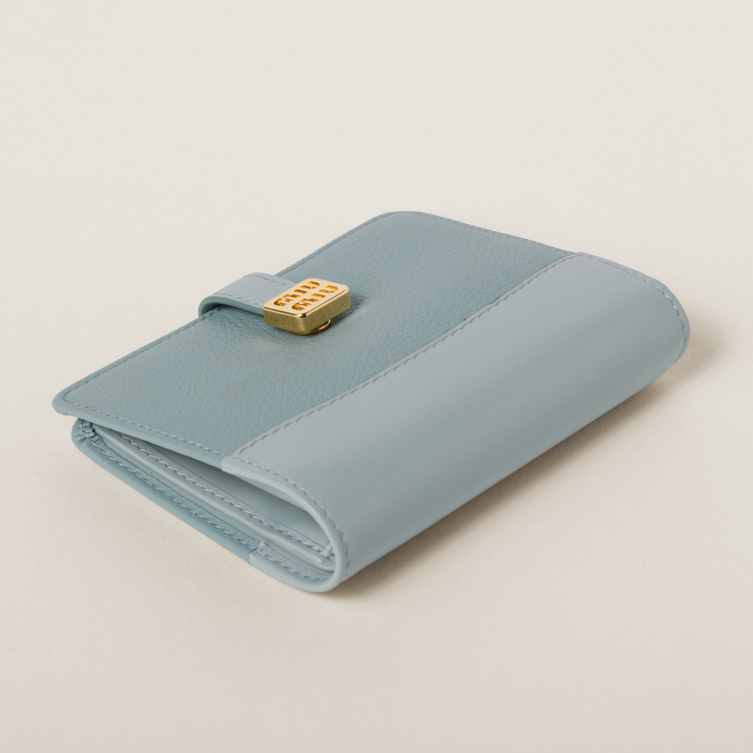 Lake Blue Small Leather Wallet | Miu Miu