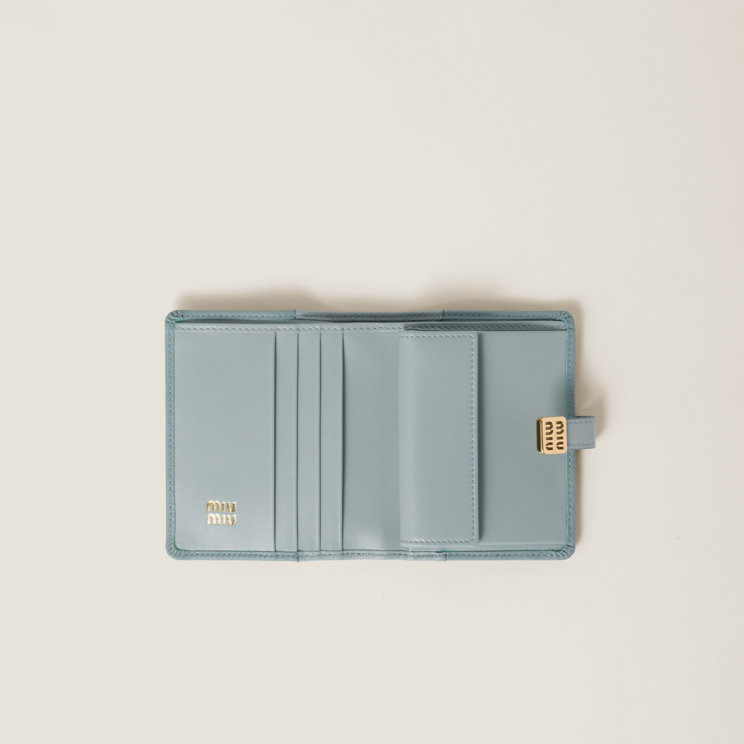 Lake Blue Small Leather Wallet | Miu Miu