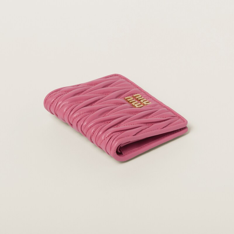 SMALL MATELASSÉ WALLET 10 IN BEGONIA PINK LEATHER