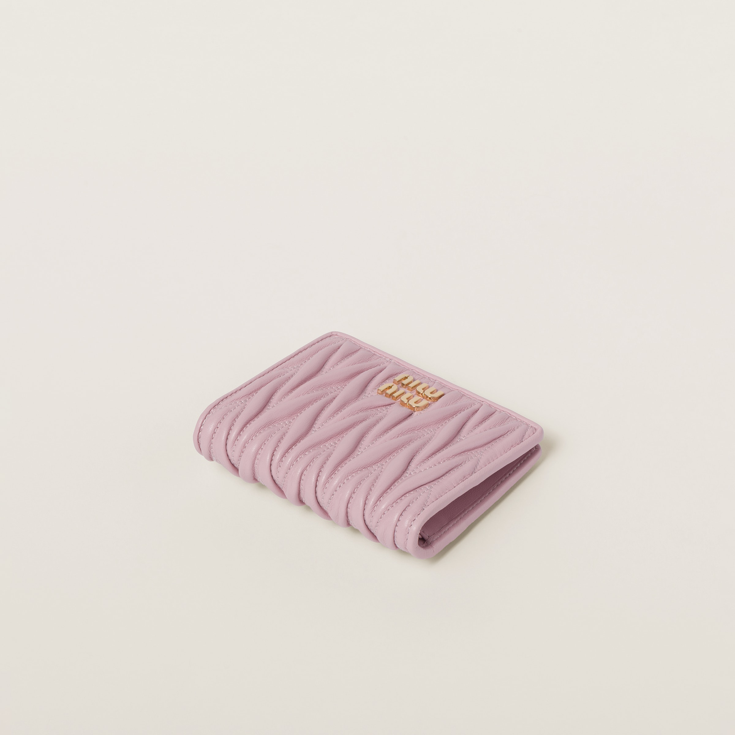 Alabaster Pink Small Matelasse Nappa Leather Wallet Miu Miu