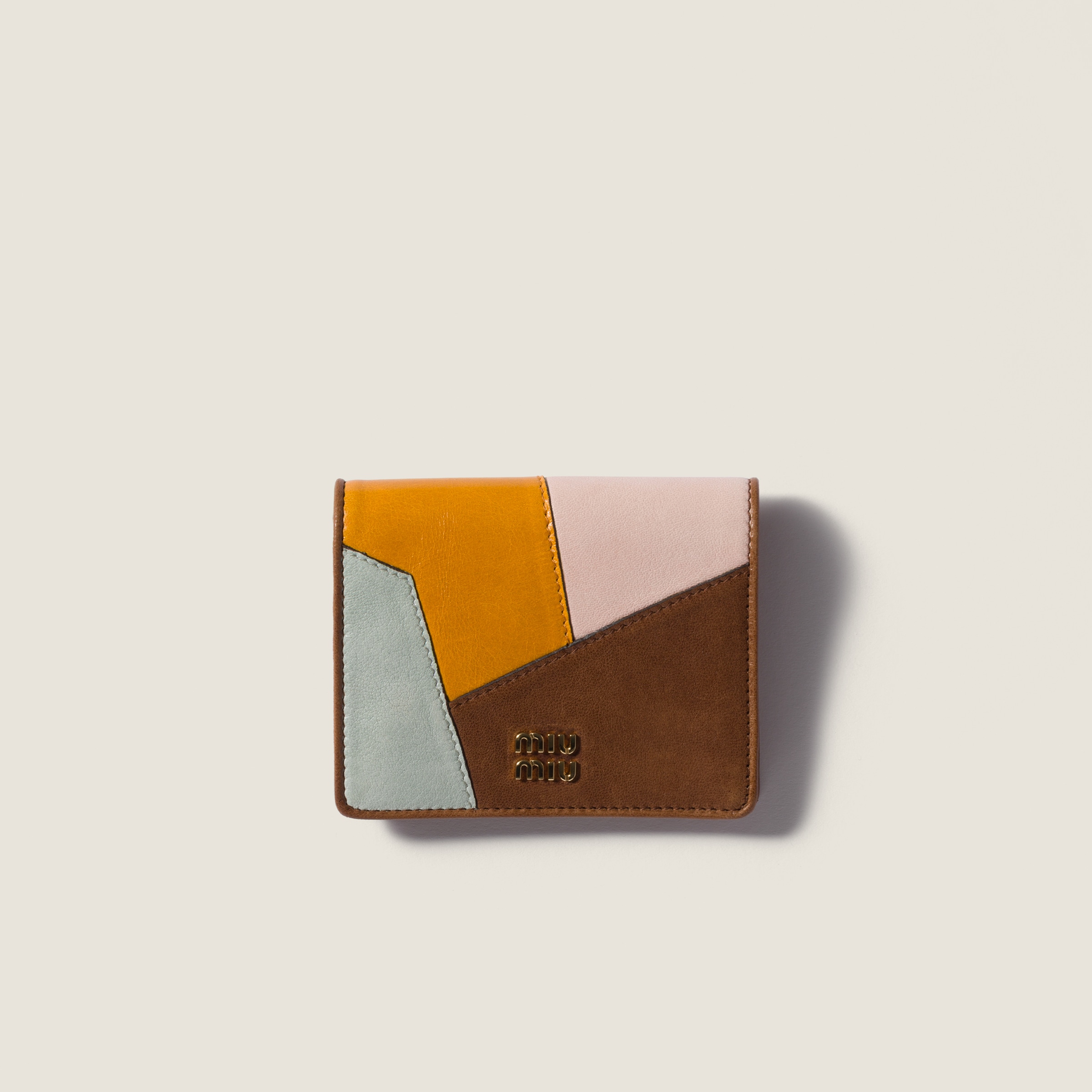 Oak Small Leather Patchwork Wallet | Miu Miu