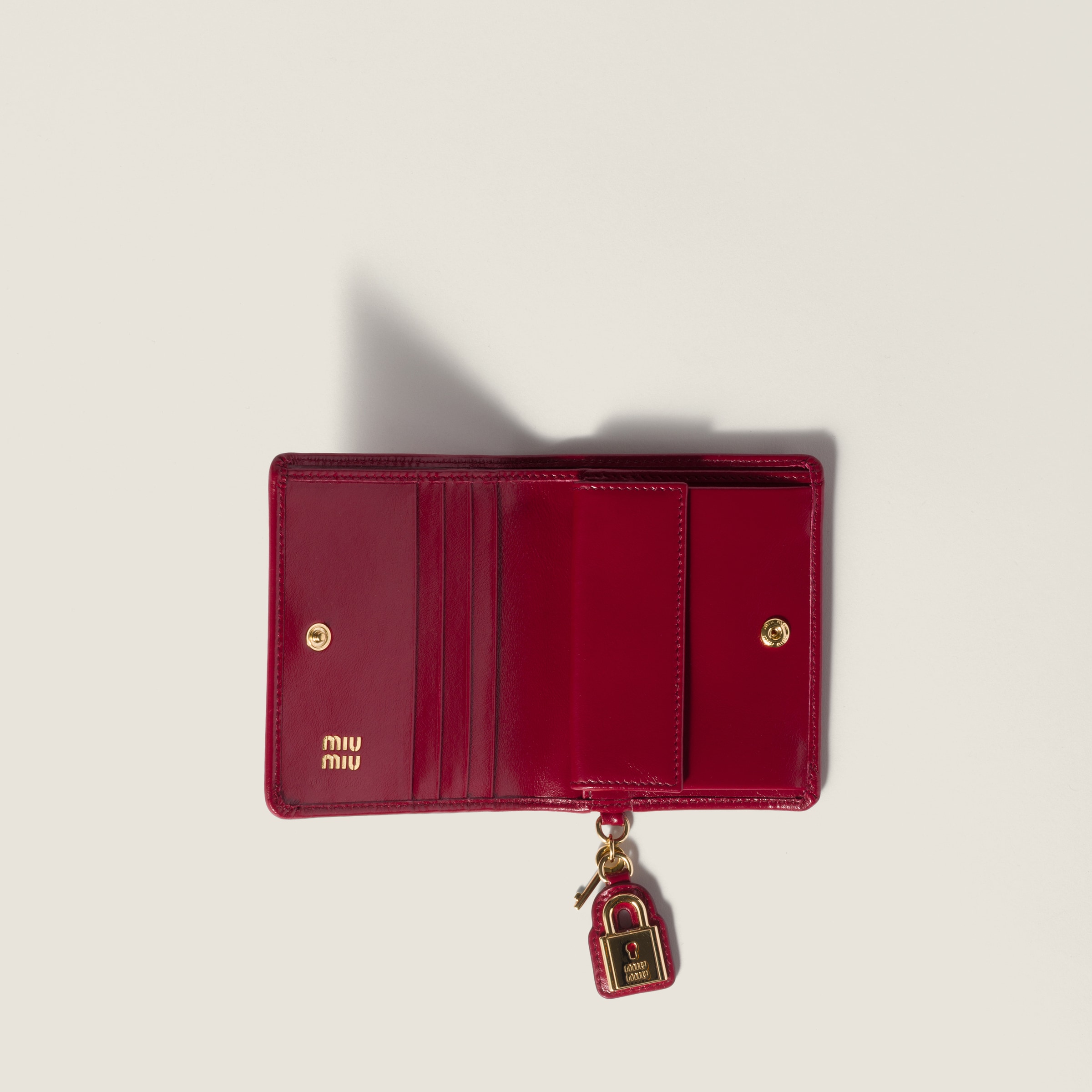 Ruby Red Small Leather Wallet | Miu Miu - United States