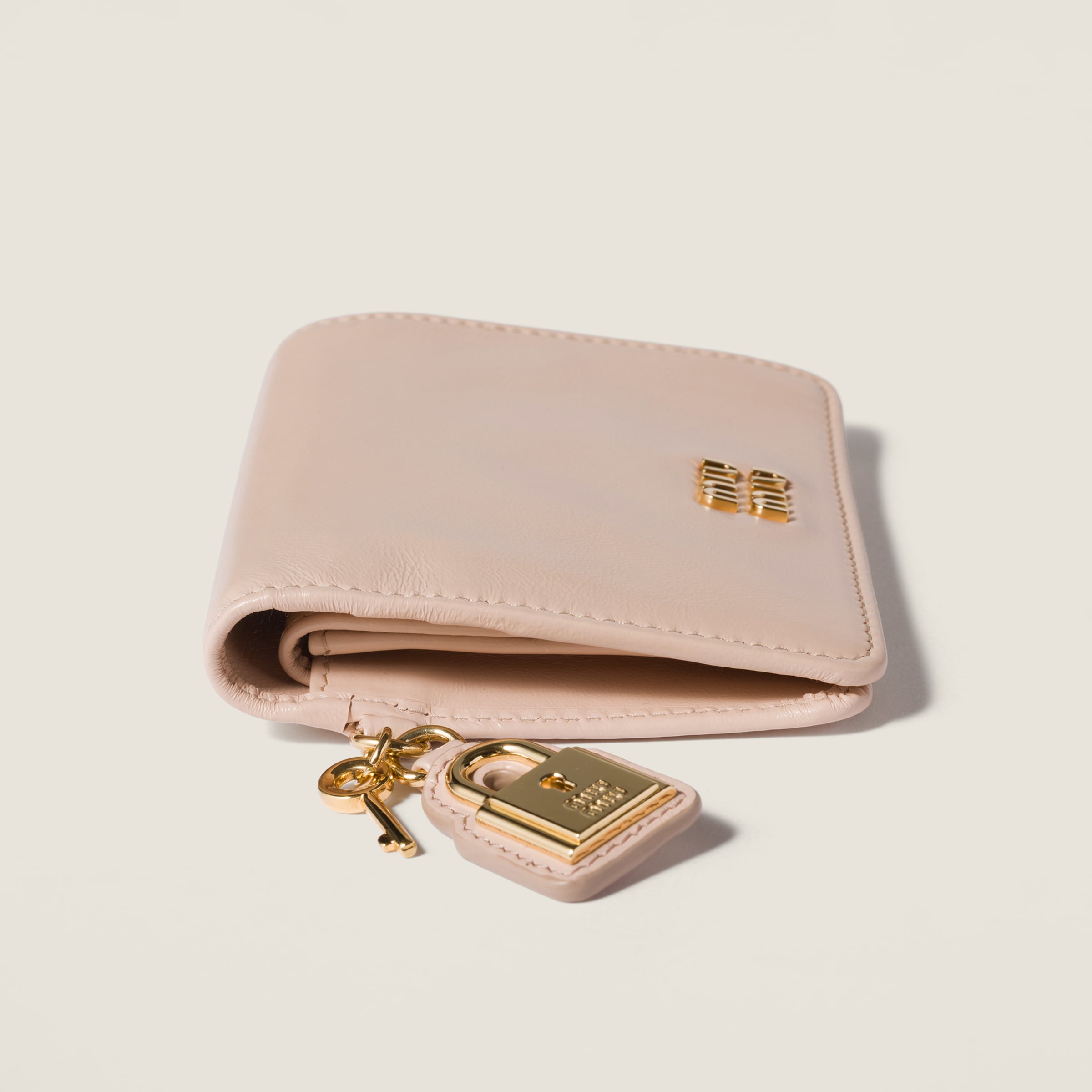 Powder Pink Small Leather Wallet | Miu Miu - United States