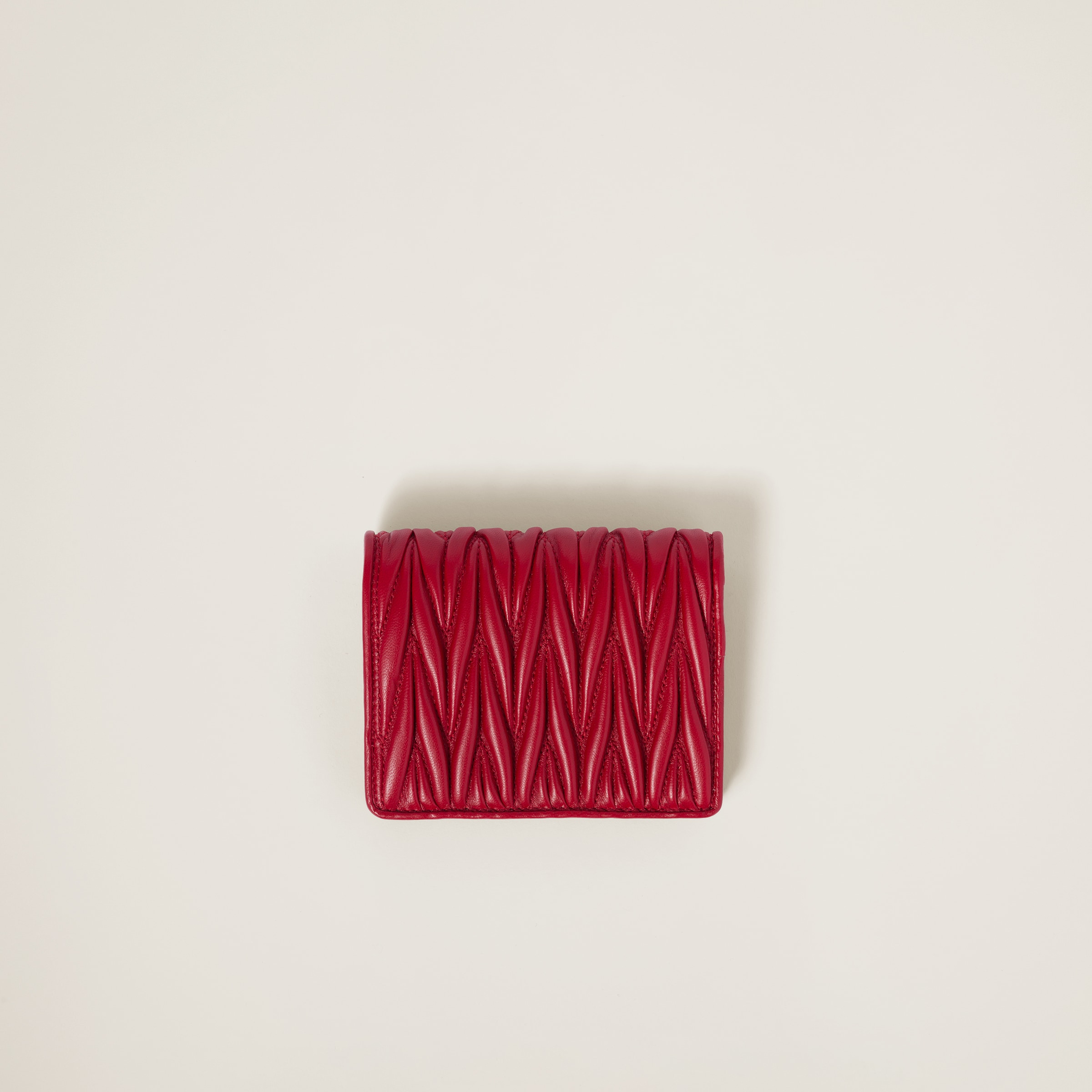 Red Small Matelasse Nappa Leather Wallet Miu Miu