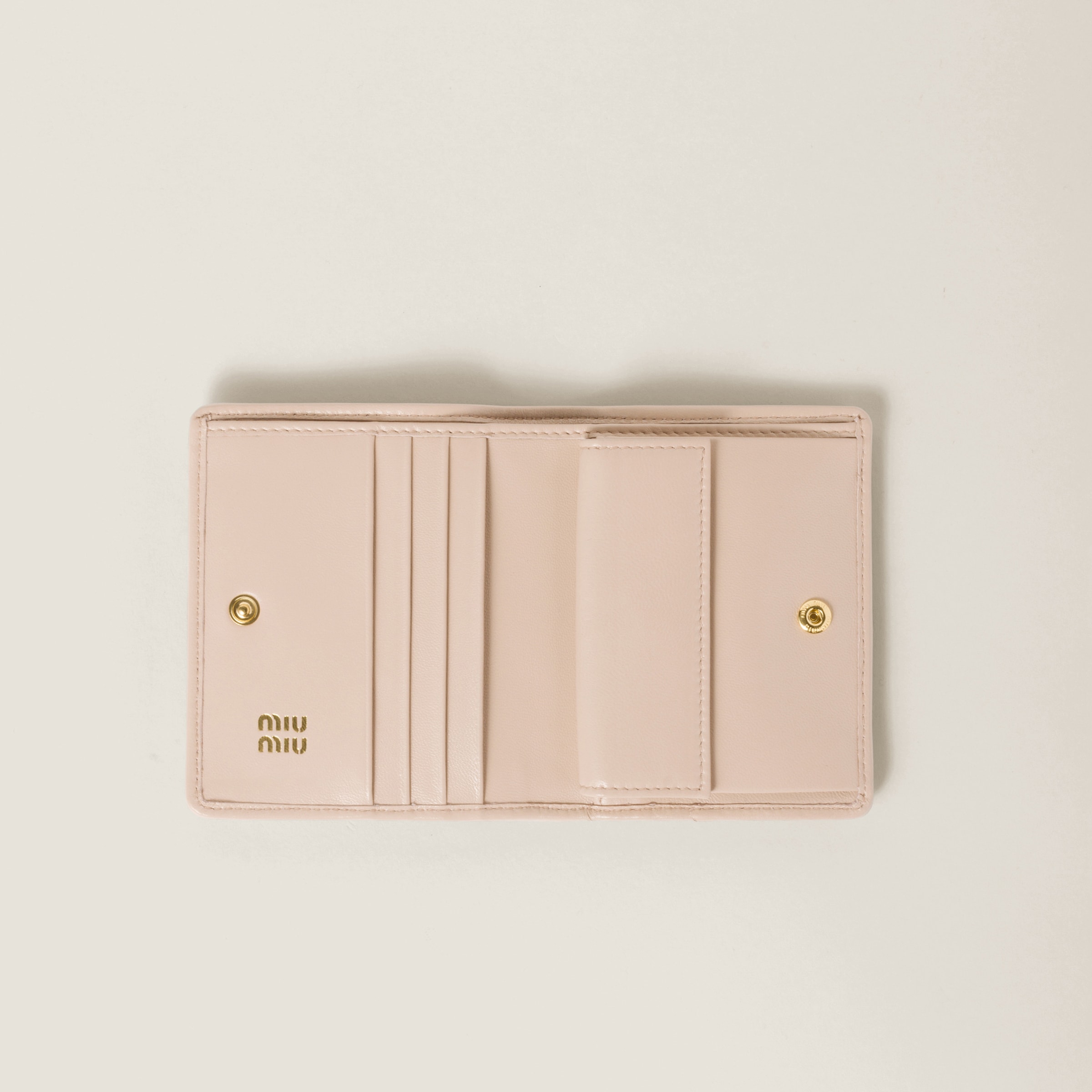 Powder Pink Small Matelassé Nappa Leather Wallet | Miu Miu