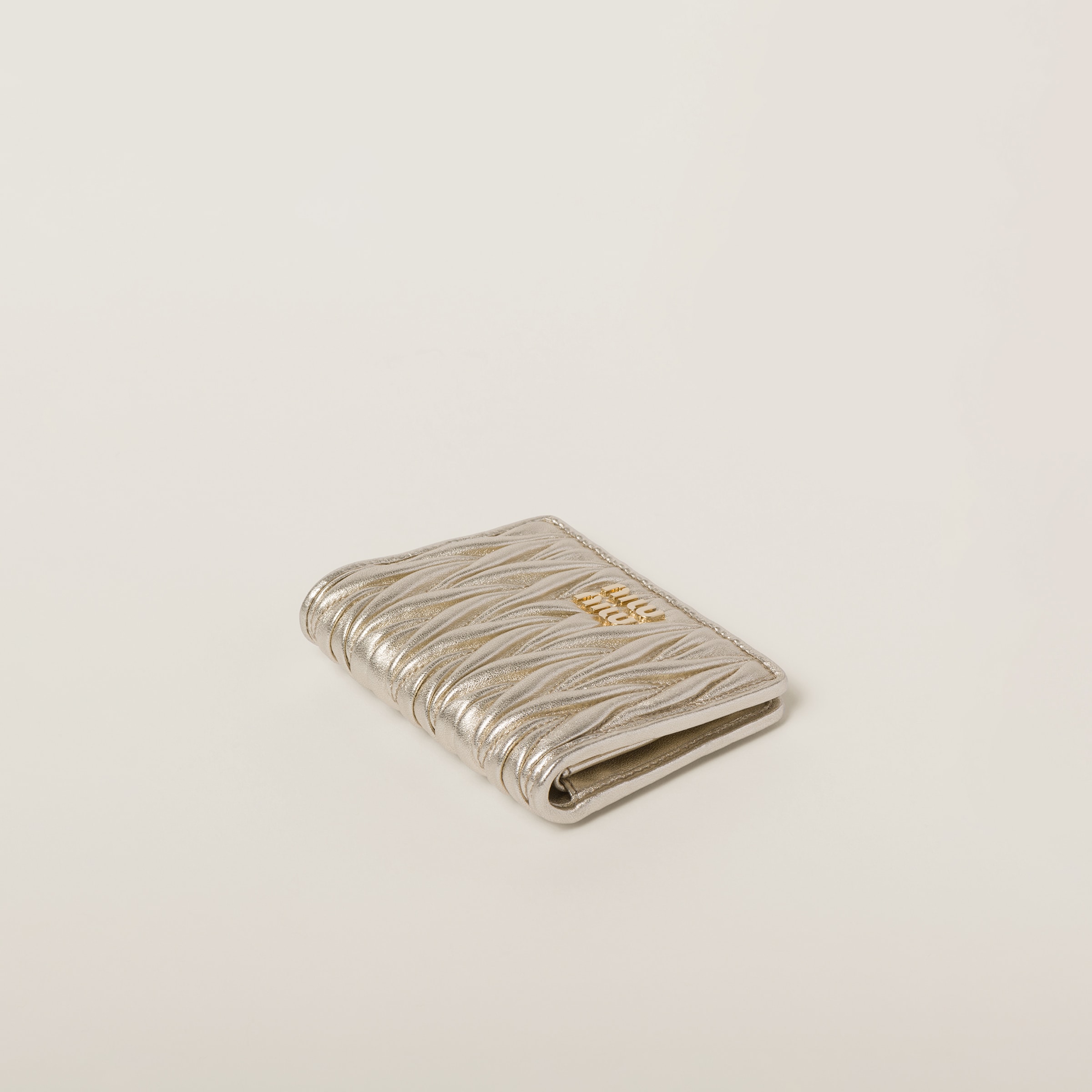 Pyrite Small Matelassé Nappa Leather Wallet | Miu Miu