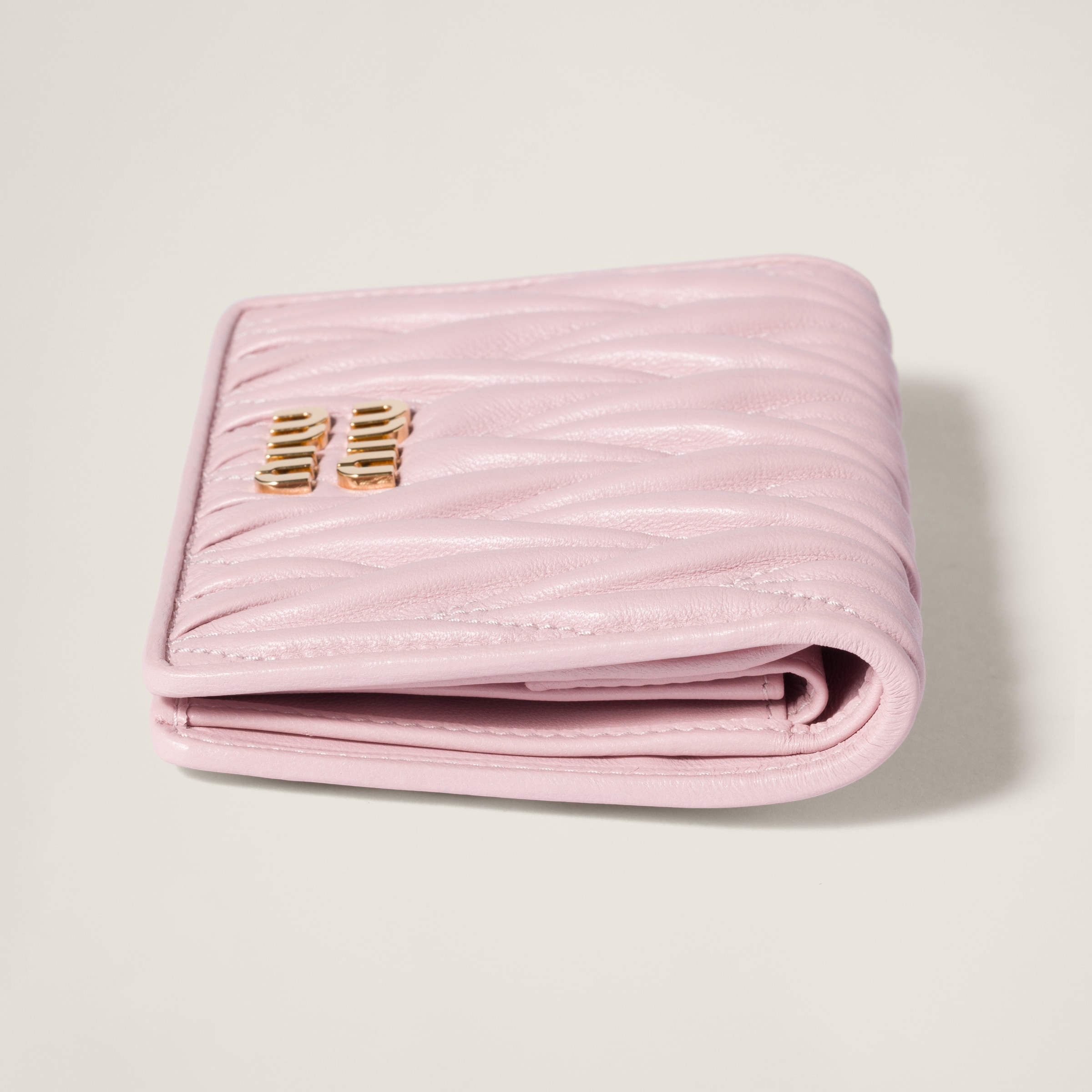 Alabaster Pink Small Matelassé Nappa Leather Wallet | Miu Miu