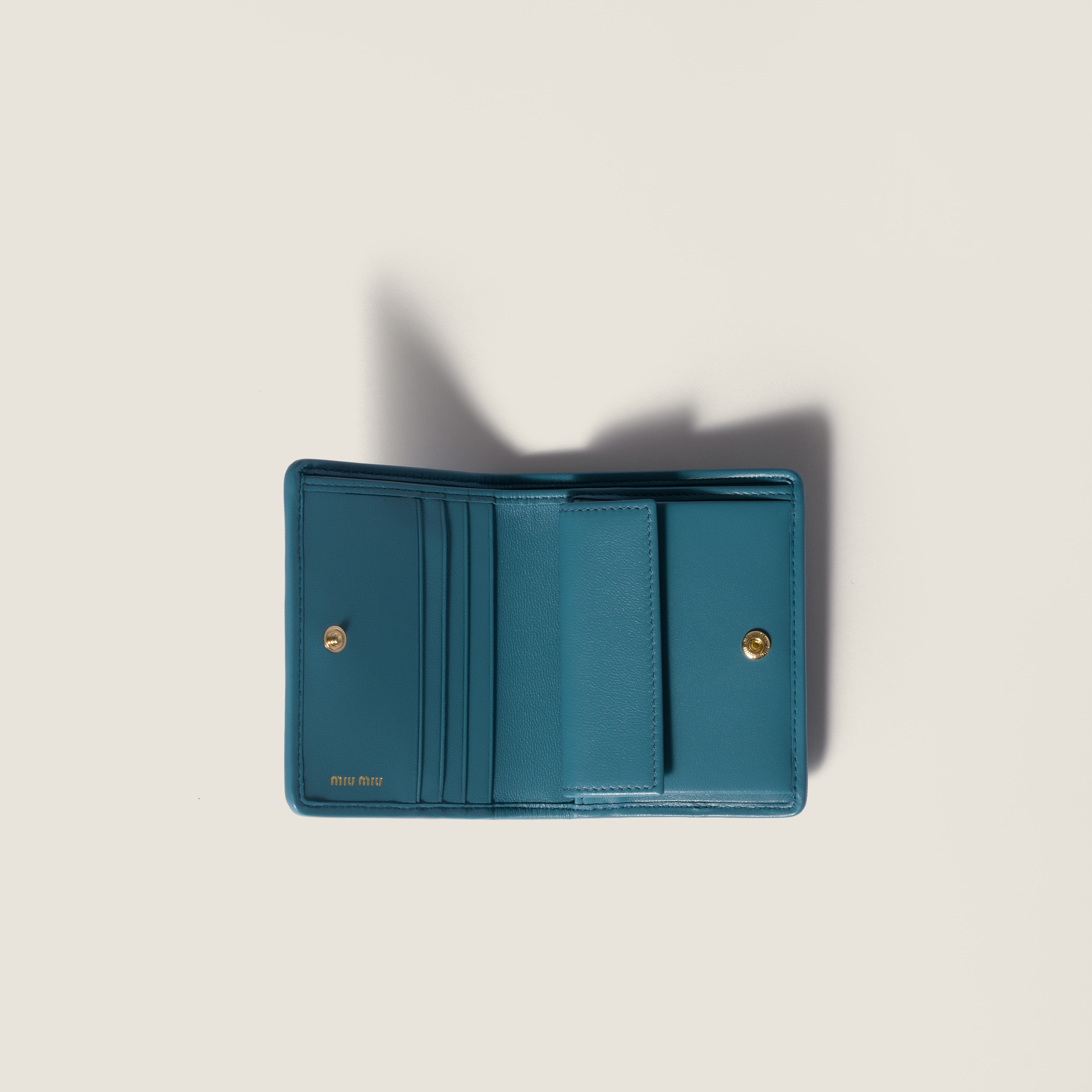 Marina Blue Small Matelassé Nappa Leather Wallet | Miu Miu