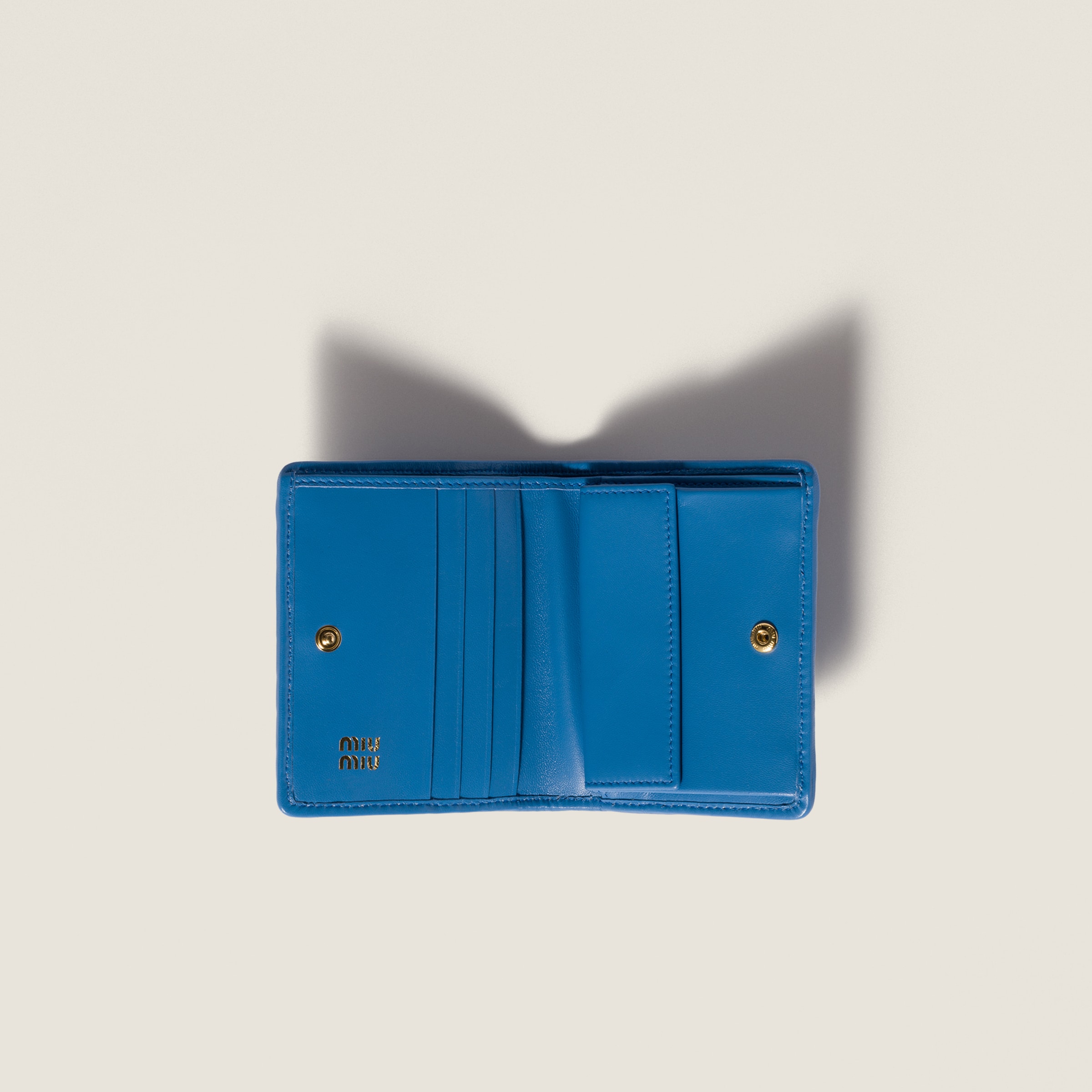 Wave Blue Small Matelassé Nappa Leather Wallet | Miu Miu - United Wave Blue Small Matelassé Nappa Leather Wallet | Miu Miu - United
