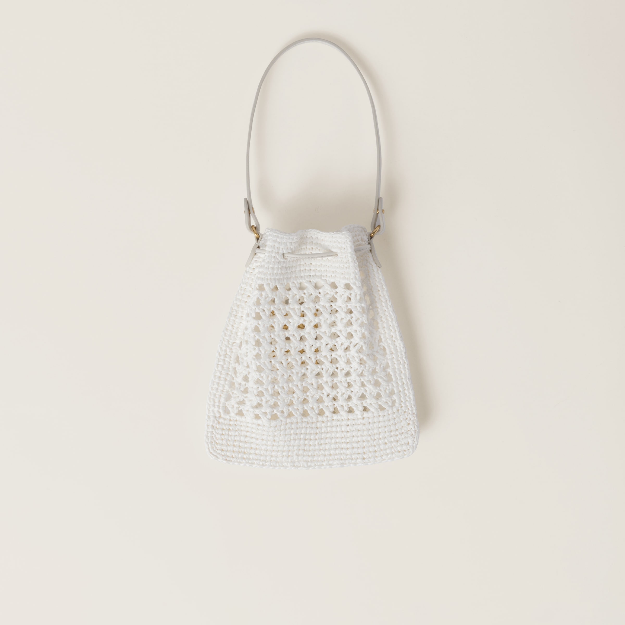 Shop Miumiu Woven Fabric Mini-bag In White/beige