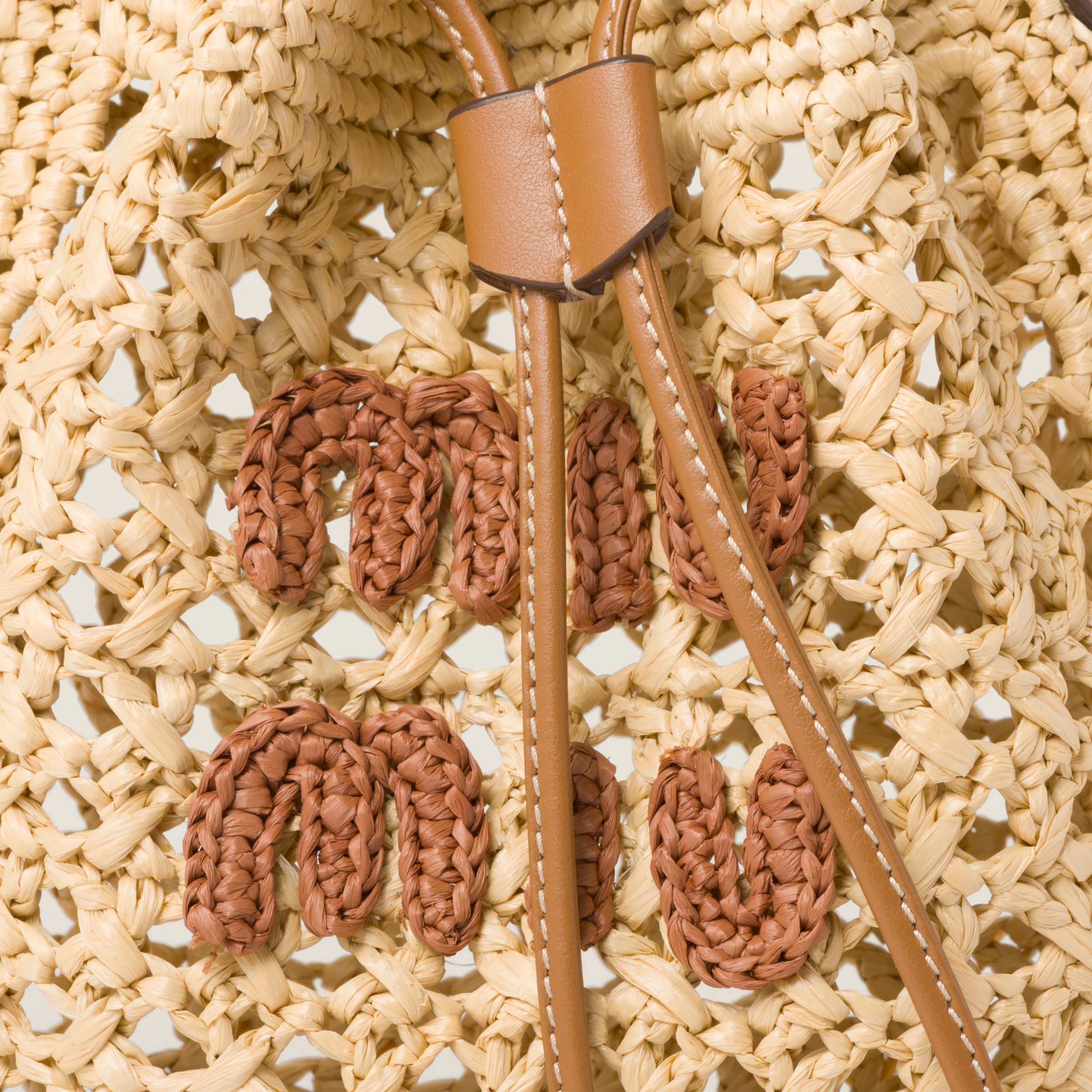 Shop Miumiu Woven Fabric Mini-bag In Beige/cognac