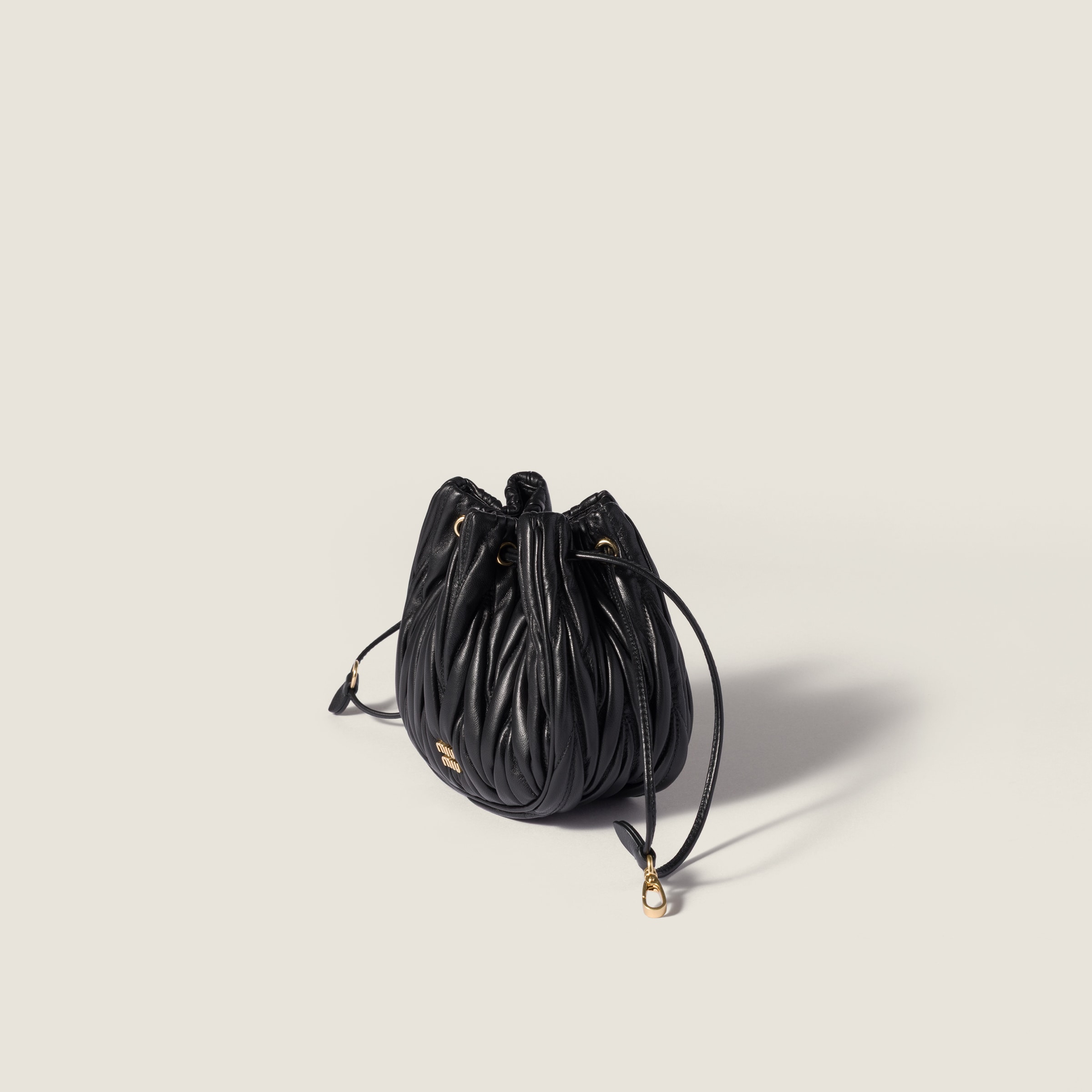 Black Matelassé Nappa Leather Pouch | Miu Miu