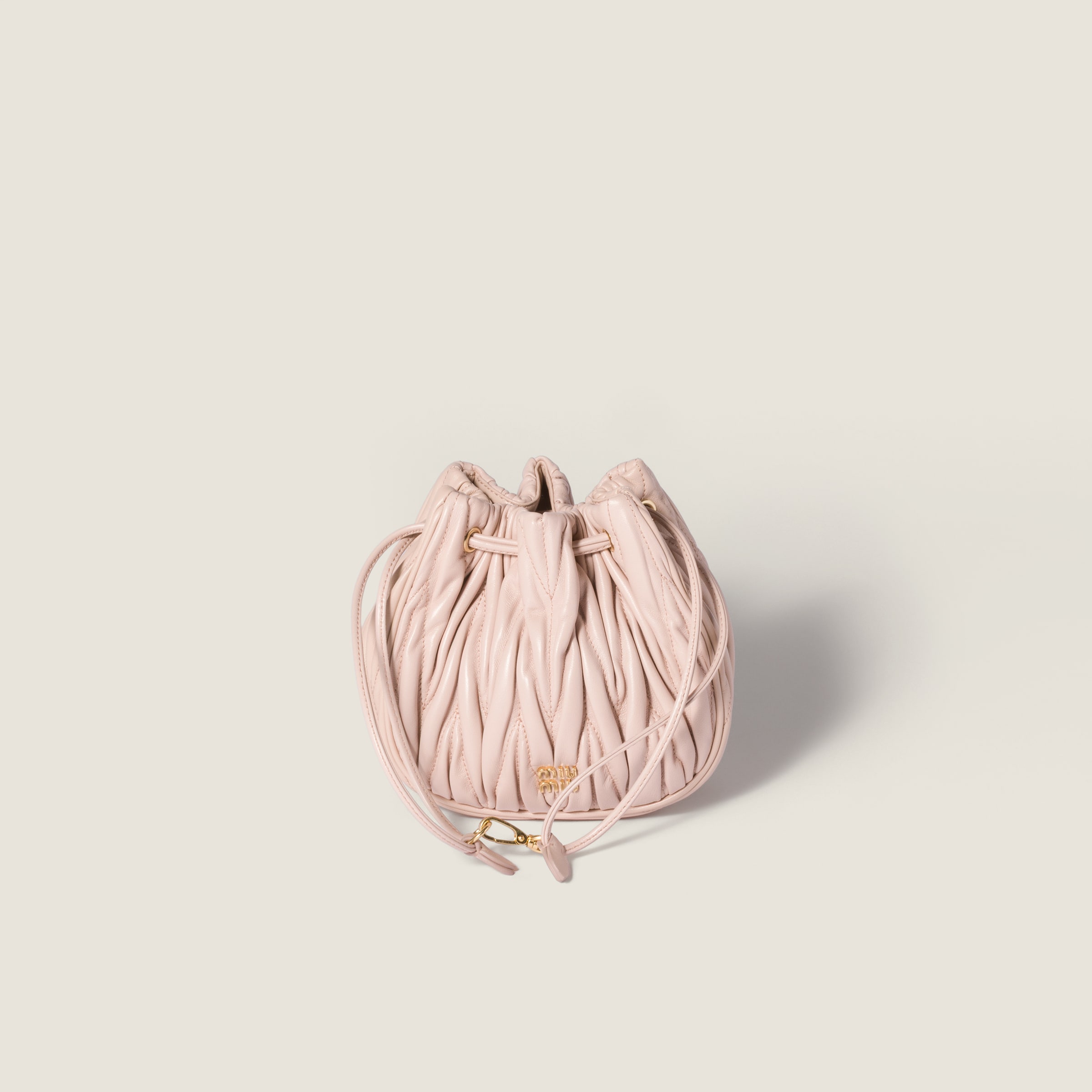 Powder Pink Matelassé Nappa Leather Pouch | Miu Miu