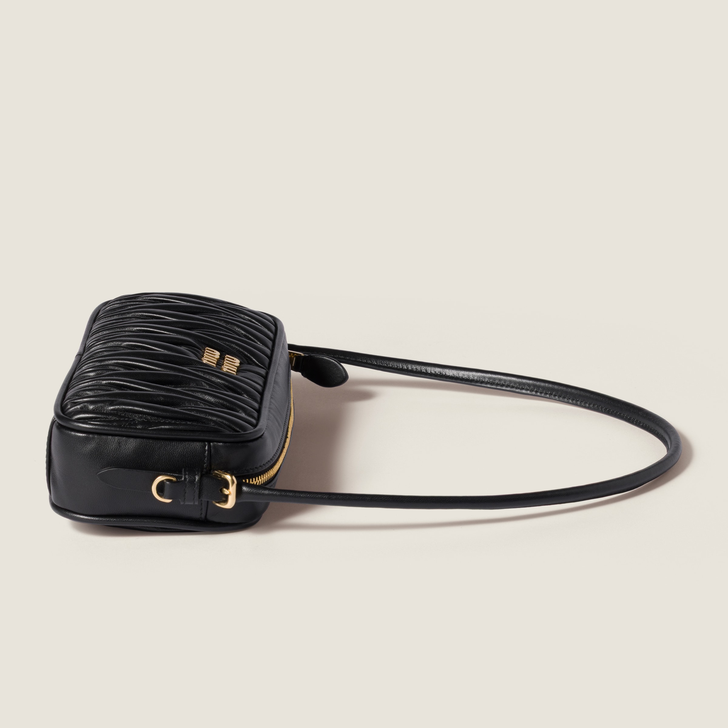 Black Matelassé Nappa Leather Pouch | Miu Miu