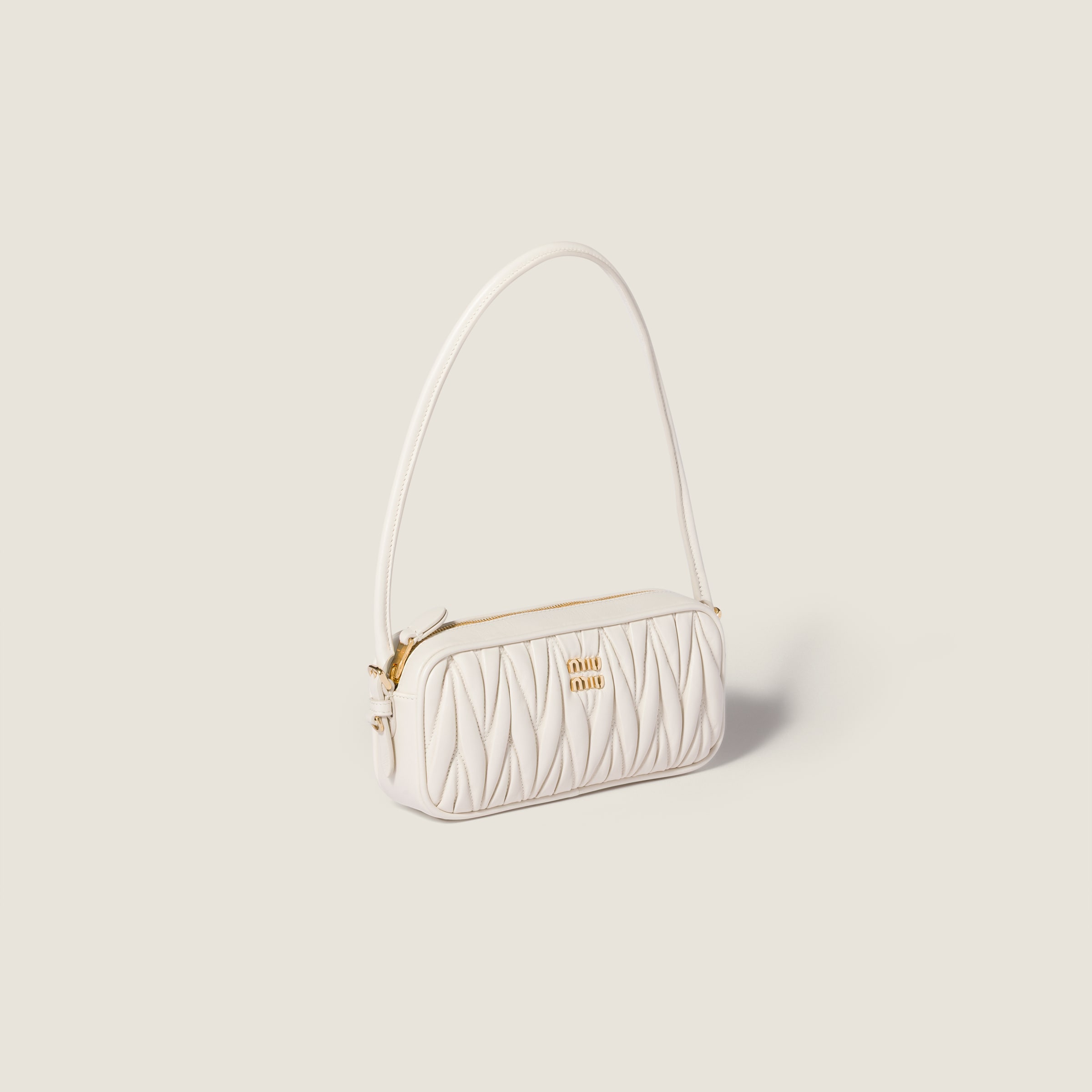 White Matelassé Nappa Leather Pouch | Miu Miu - United States