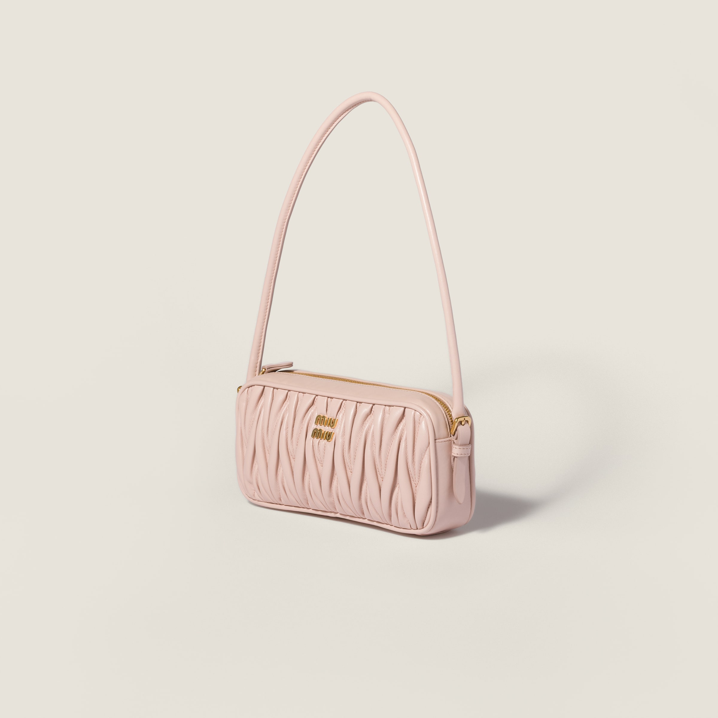 Powder Pink Matelassé Nappa Leather Pouch | Miu Miu - Saudi Arabia