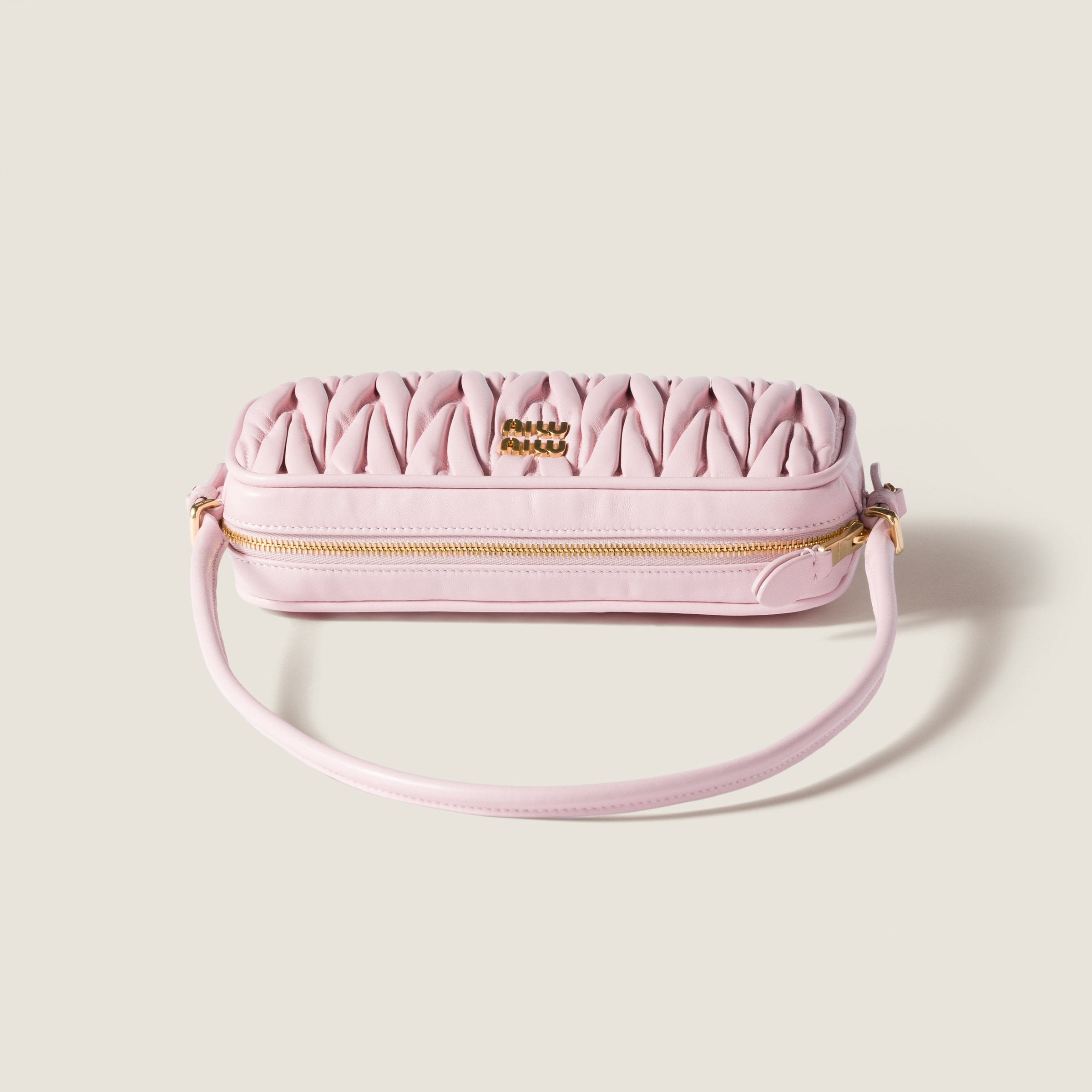 Alabaster Pink Matelassé Nappa Leather Pouch | Miu Miu