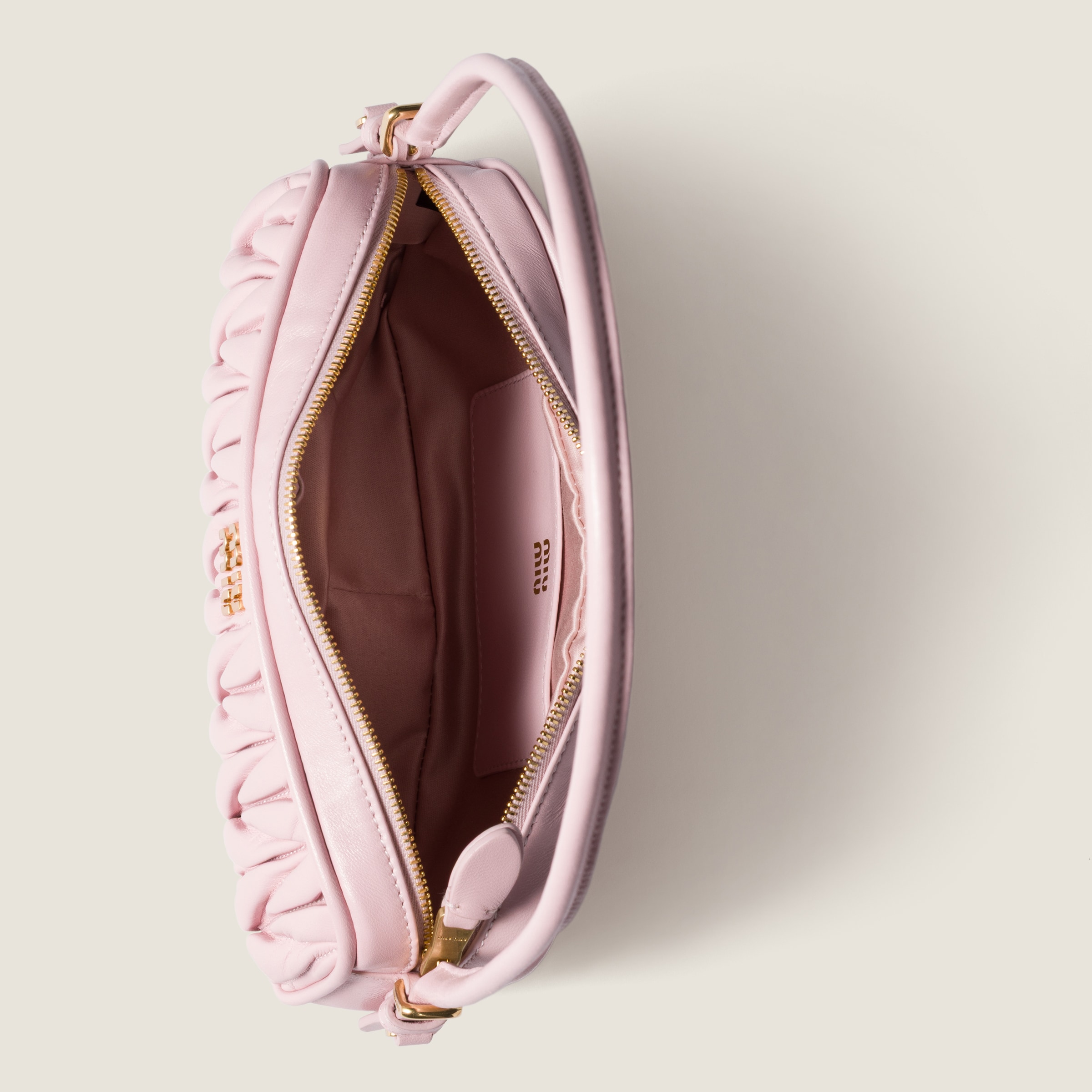 Alabaster Pink Matelassé Nappa Leather Pouch | Miu Miu