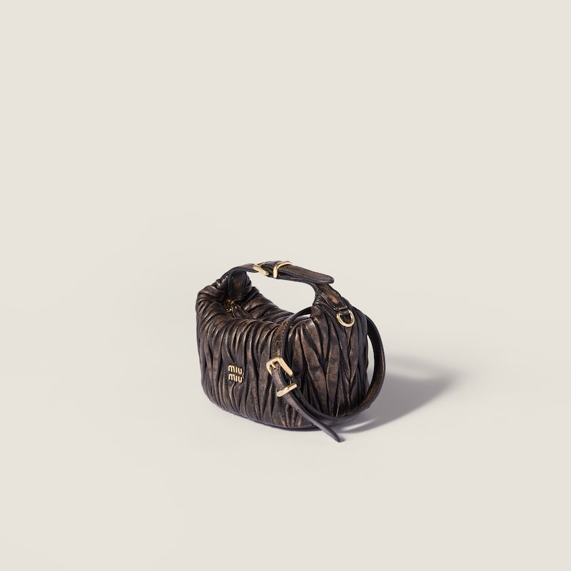 Matelassé nappa leather pouch