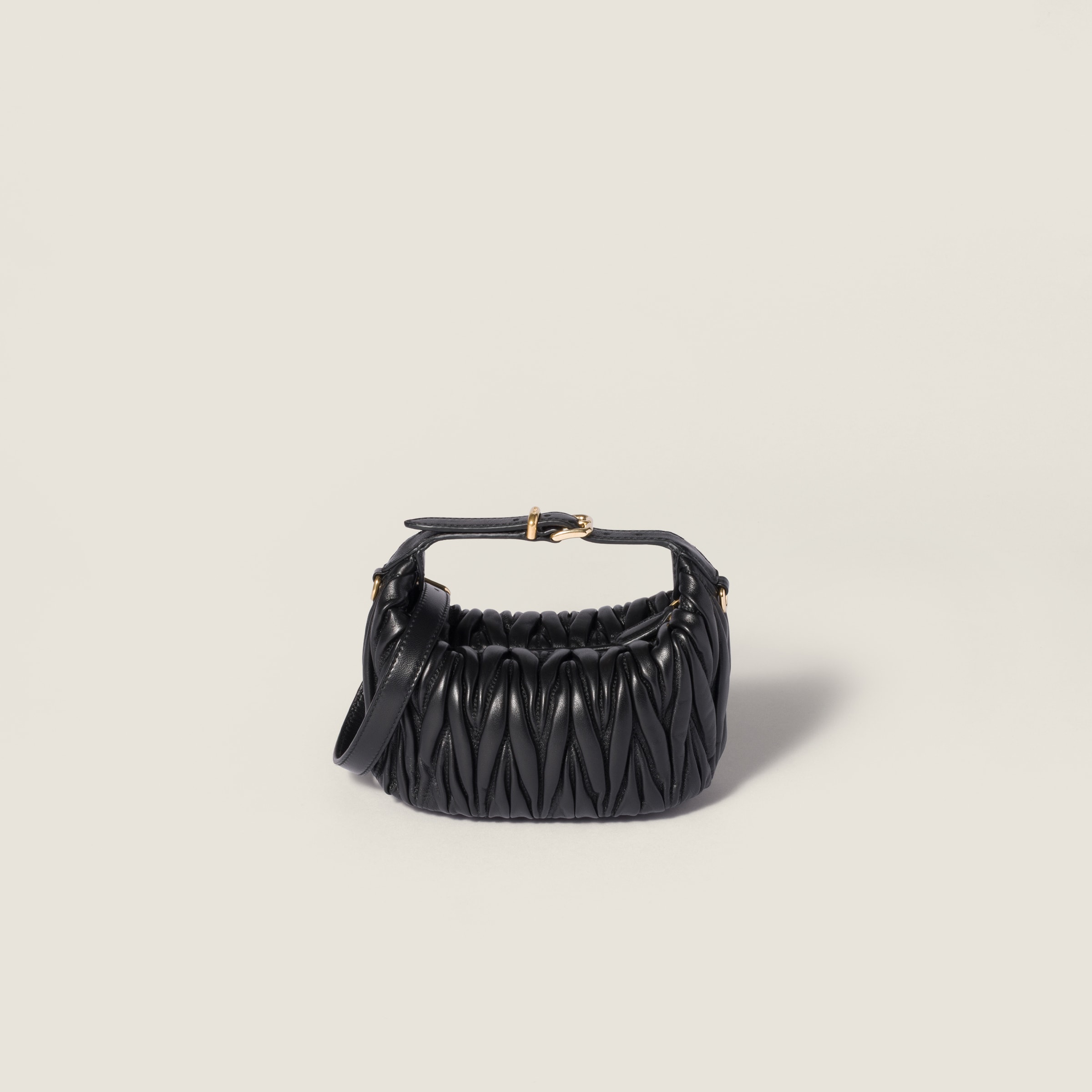 Black Matelassé Nappa Leather Pouch | Miu Miu