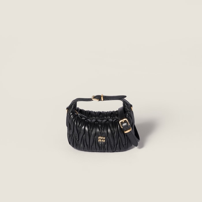 Black Matelassé Nappa Leather Pouch | Miu Miu
