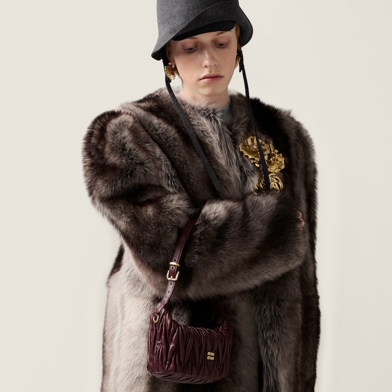 Matelassé nappa leather pouch