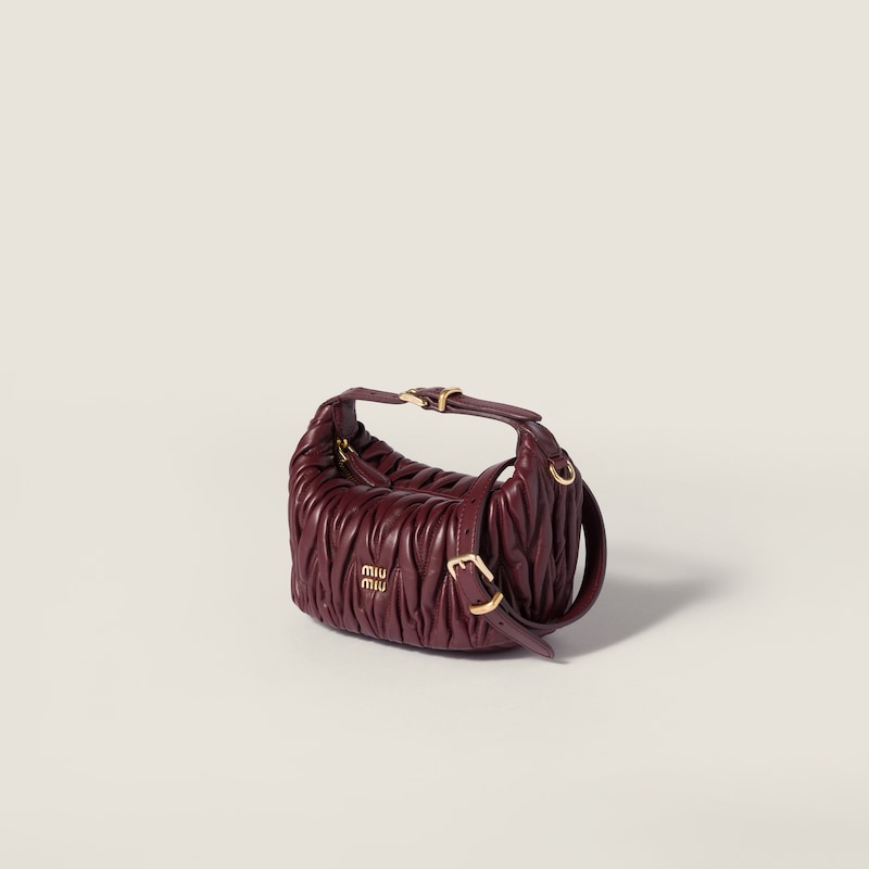 Matelassé nappa leather pouch