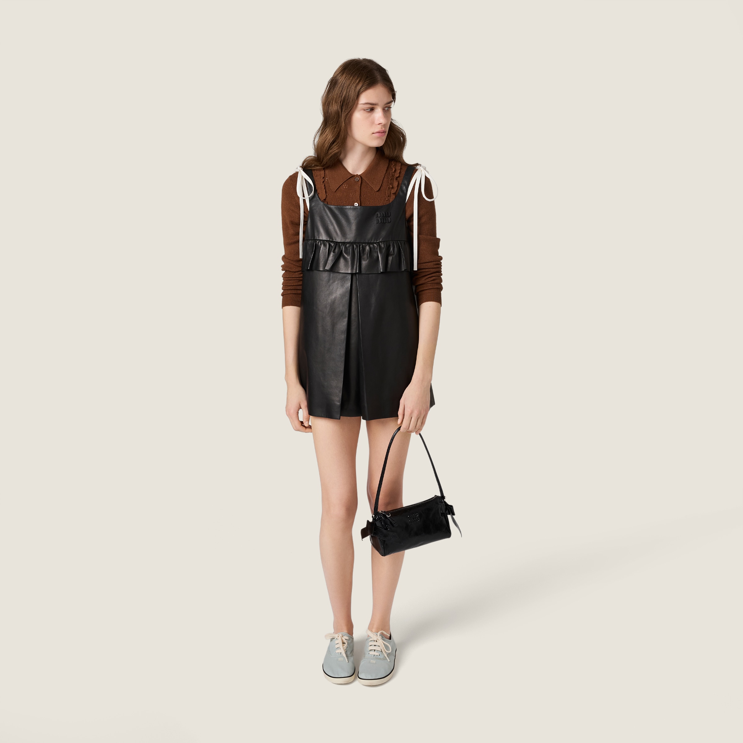 Black Shiny Leather Pouch | Miu Miu - United States