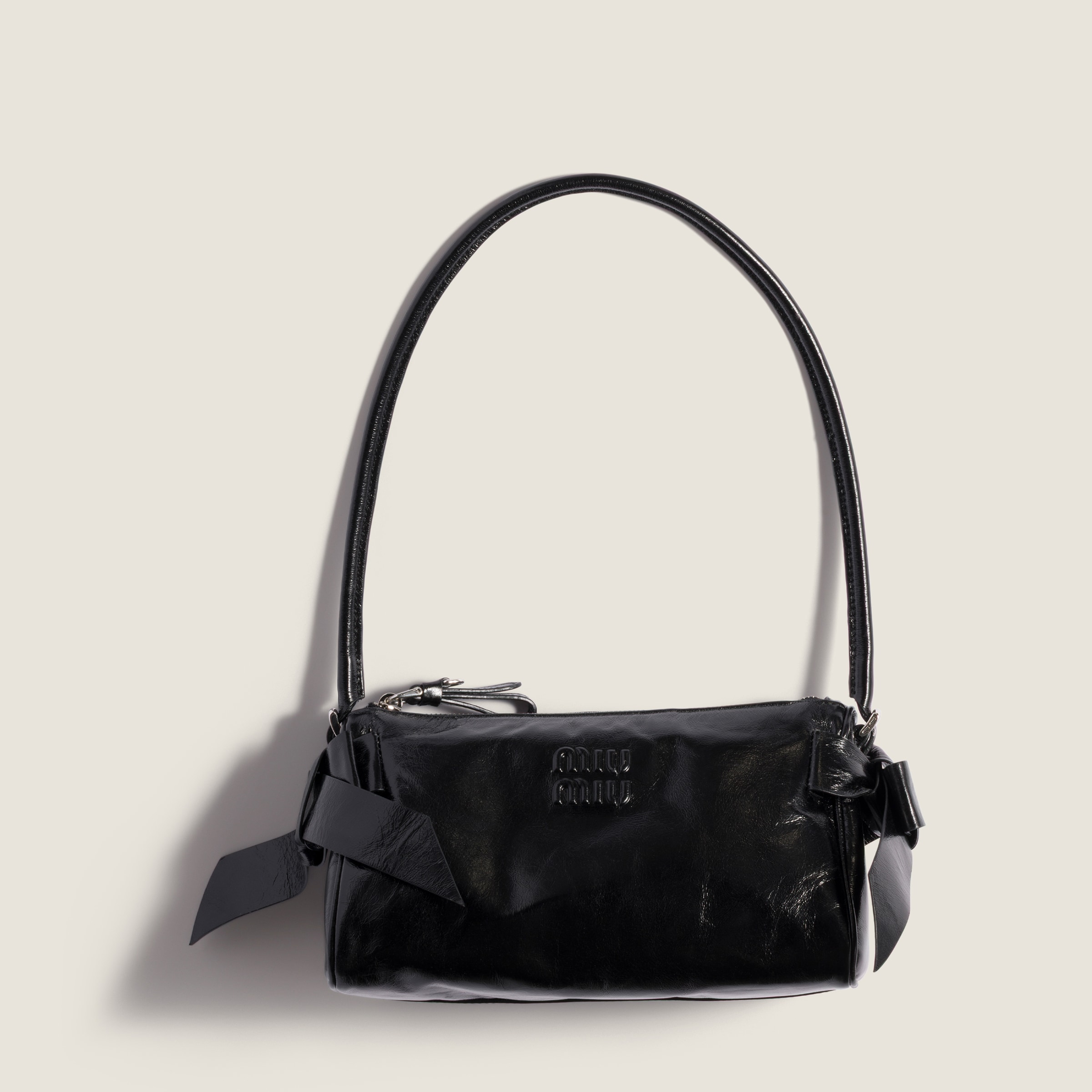 Black Shiny Leather Pouch | Miu Miu - United States