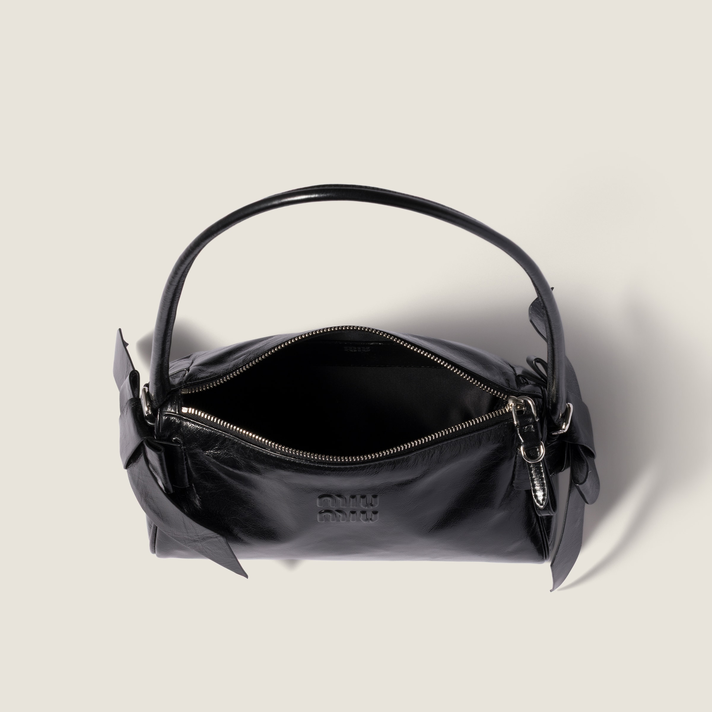 Black Shiny Leather Pouch | Miu Miu - United States