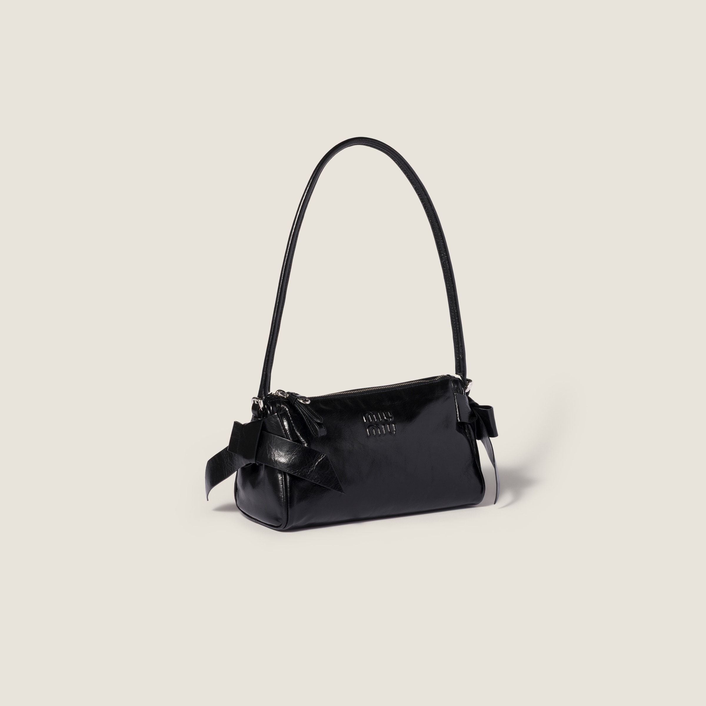 Black Shiny Leather Pouch | Miu Miu - United States