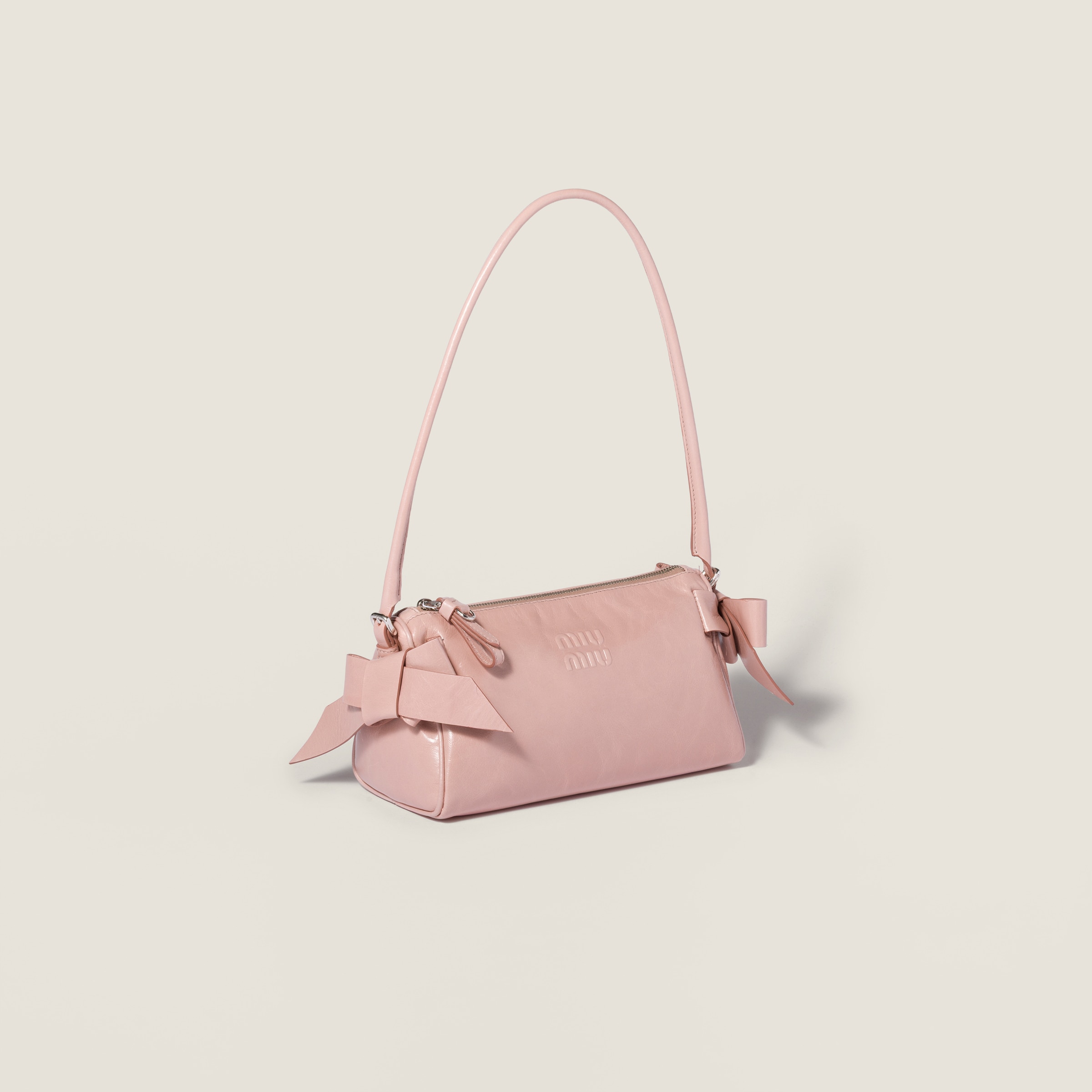 小物 miumiu Rosy Blush Shiny Leather Pouch | Miu Miu - Japan