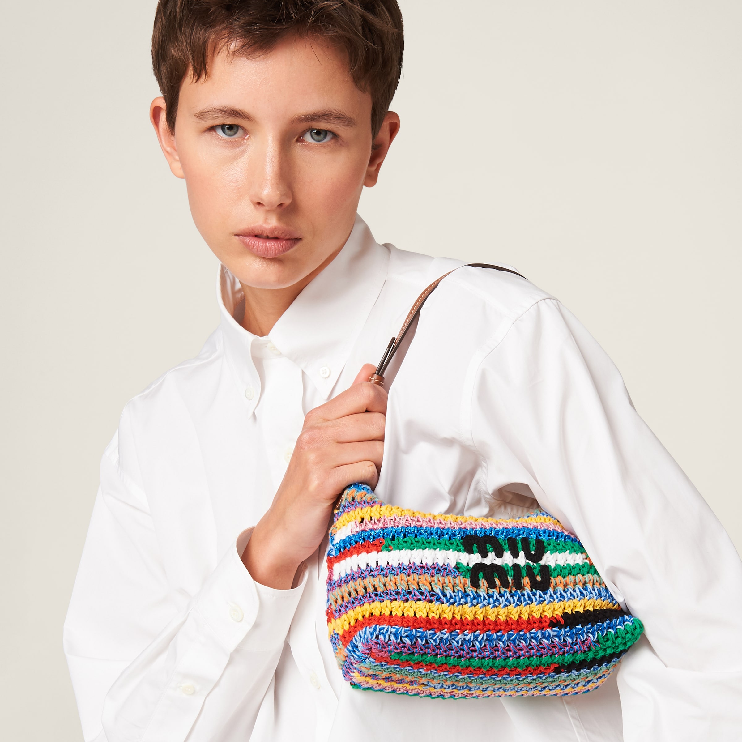 Multicolored Crochet Pouch Miu Miu
