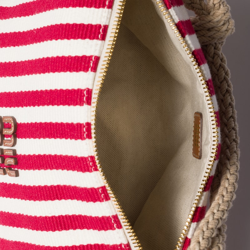 Cotton and leather pouch