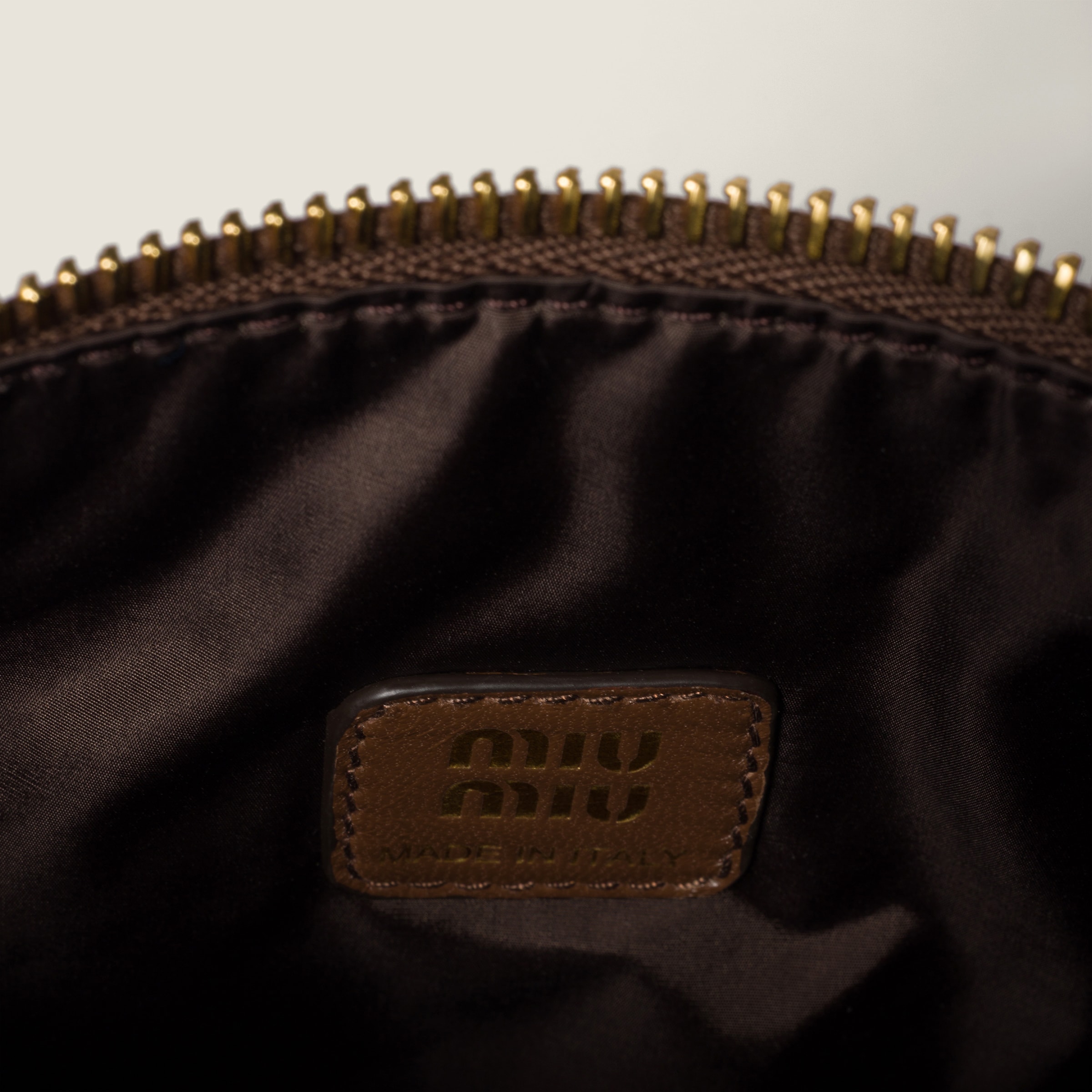 Miu Miu Gabardine Pouch In Brown