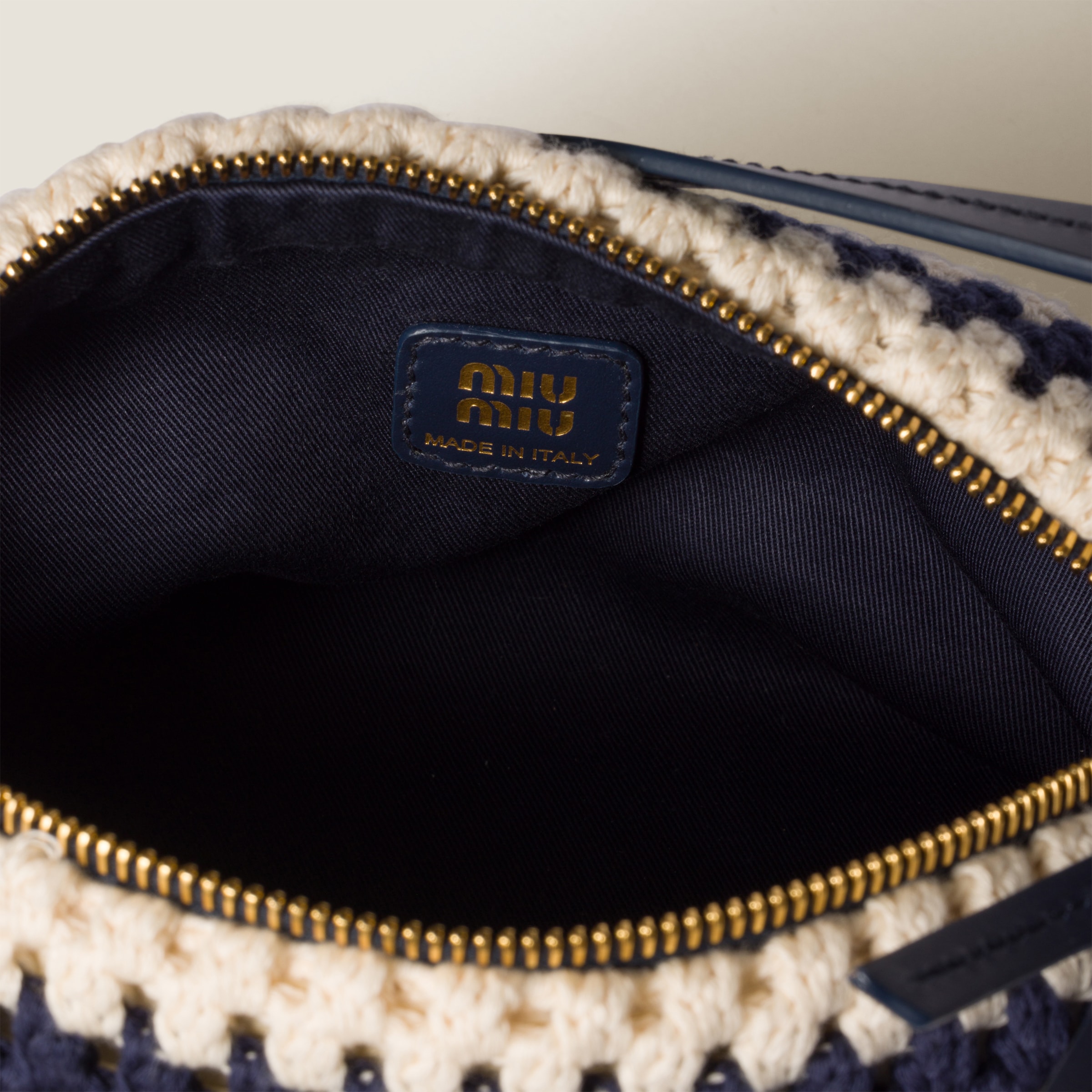 Blue/white Crochet Pouch | Miu Miu